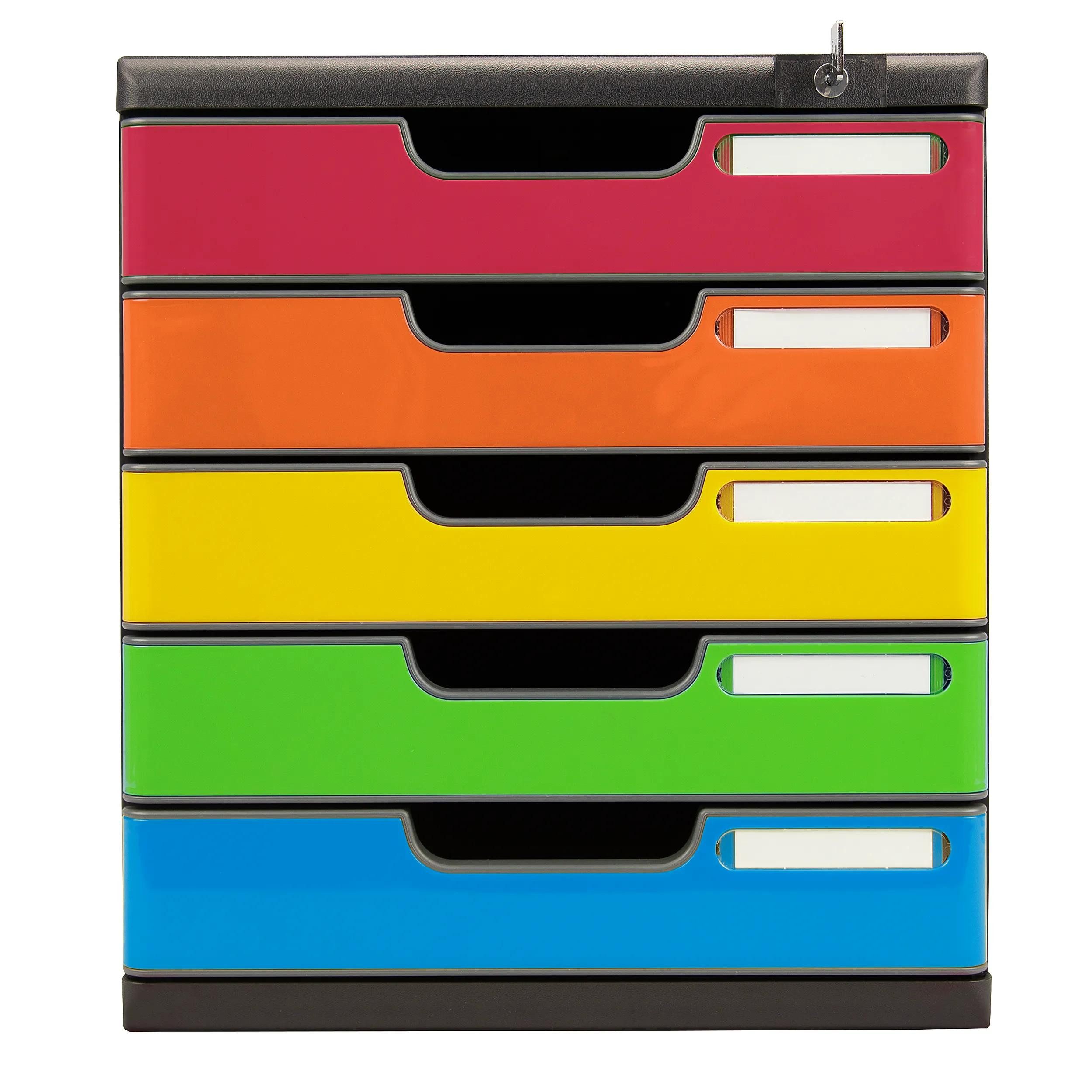 EXACOMPTA Schubladenbox Schubladenbox MODULO A4 5 abschließbare Schub Harlekin glossy 331798D, Schubladenboxen