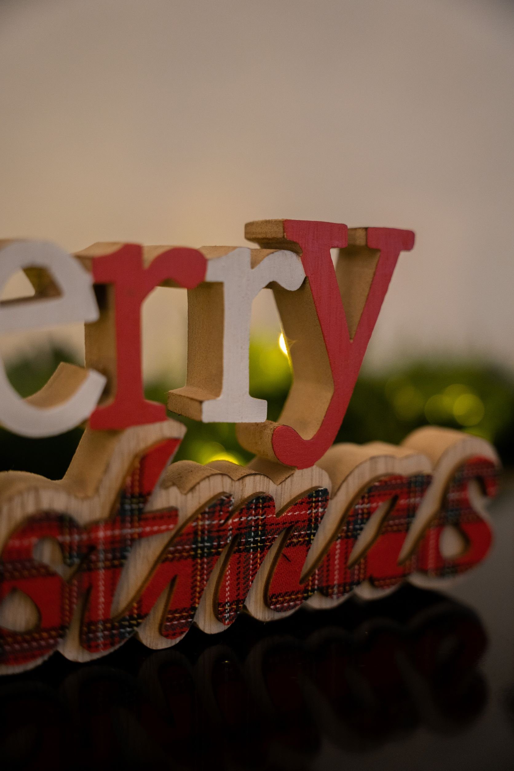 "Merry Christmas", Deko-Schriftzug rot/schwarz Heitmann aus Holz, DECO