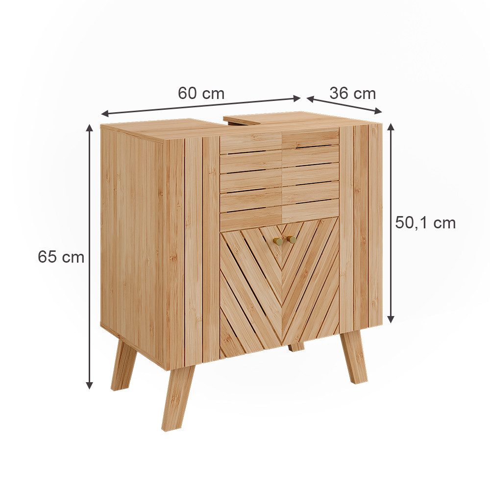 Vicco Waschbeckenunterschrank Lucie, Bambus, 60 x 65 cm mit 2 Türen (1-St) – Bild 2 von 5