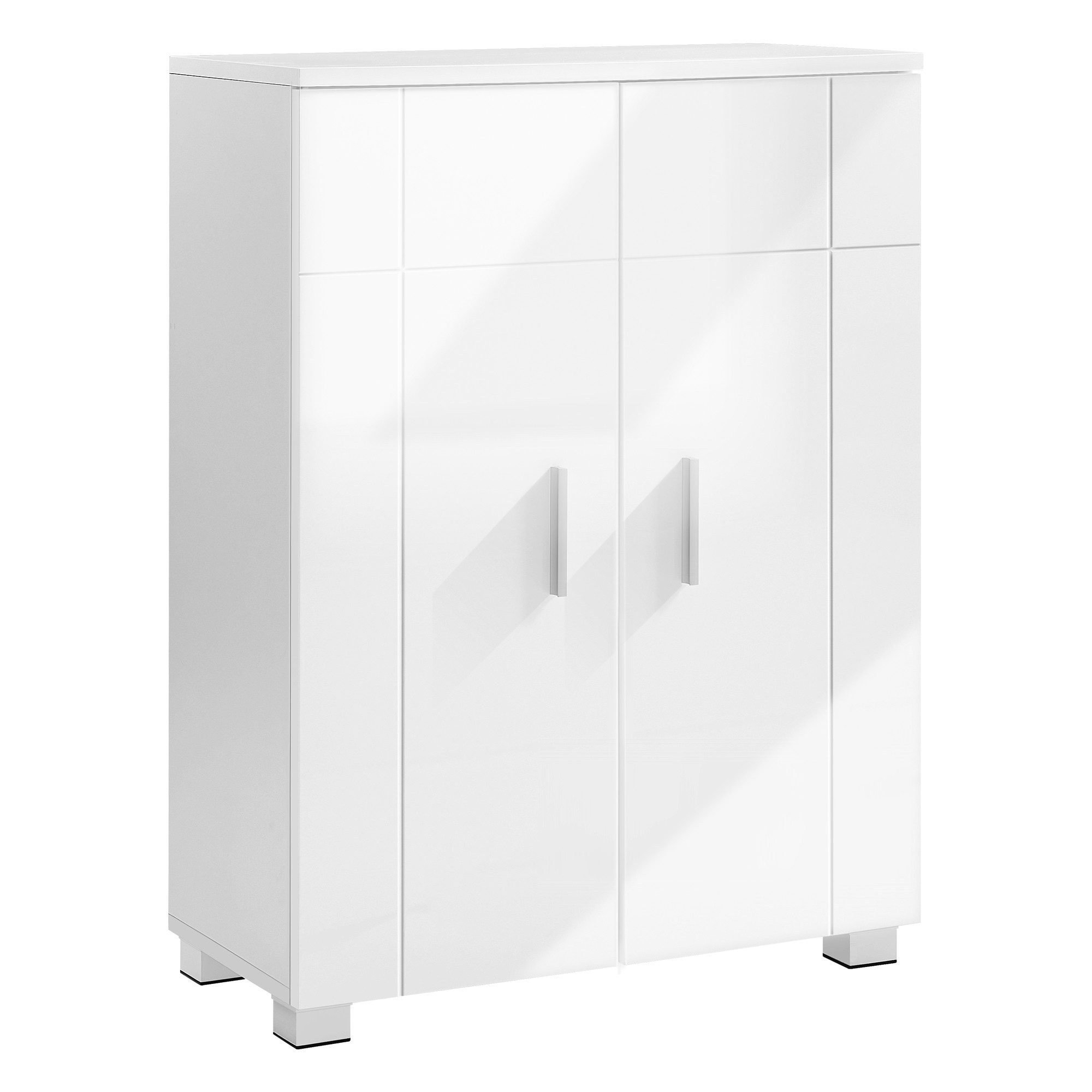 VASAGLE Badkommode Badezimmerschrank Sideboard Badschrank Beistellschrank, TÜr und Oberplatte mit Hochglanz OberflÄche