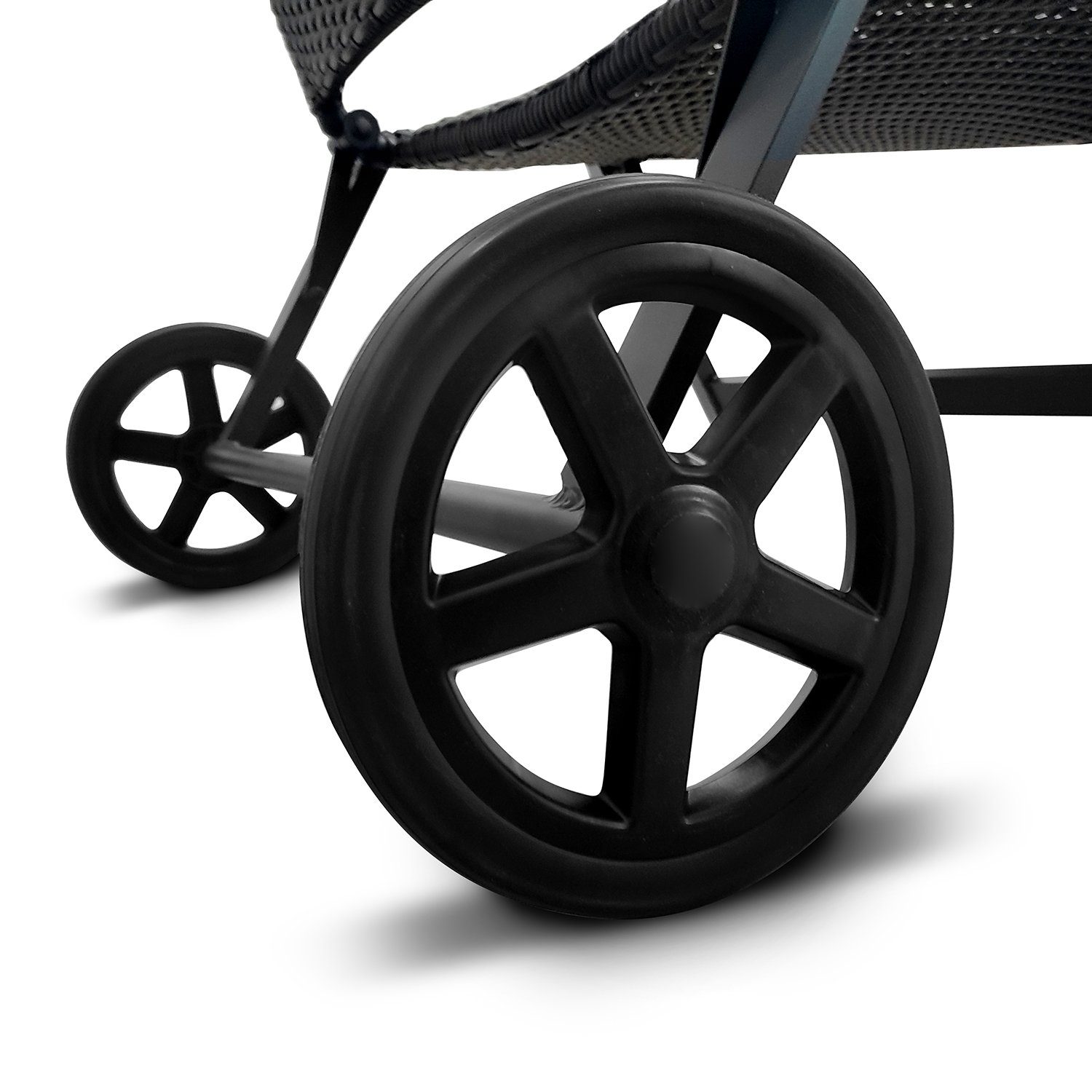 DM-Handel Rollliege Aluminium Rattanliege Modern Klappliege Sonnenliege, Relaxliege, 1 Gartenliege, 7 Fach verstellbar, Eukalyptusholz, klappbar, platzsparend, auf Rollen