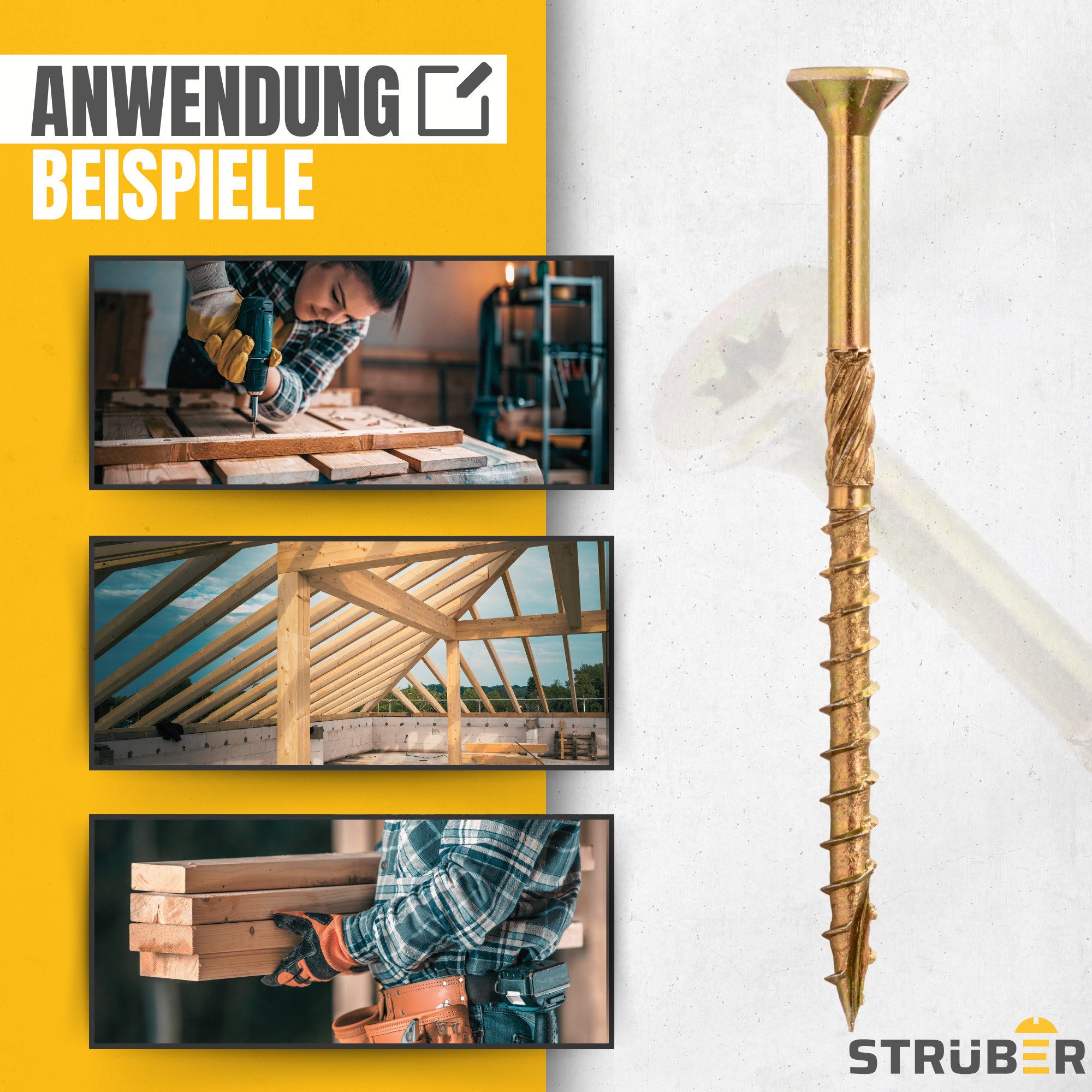 STRÜBER Holzbauschraube Spanplattenschrauben mit Senkkopf und TX-Antrieb