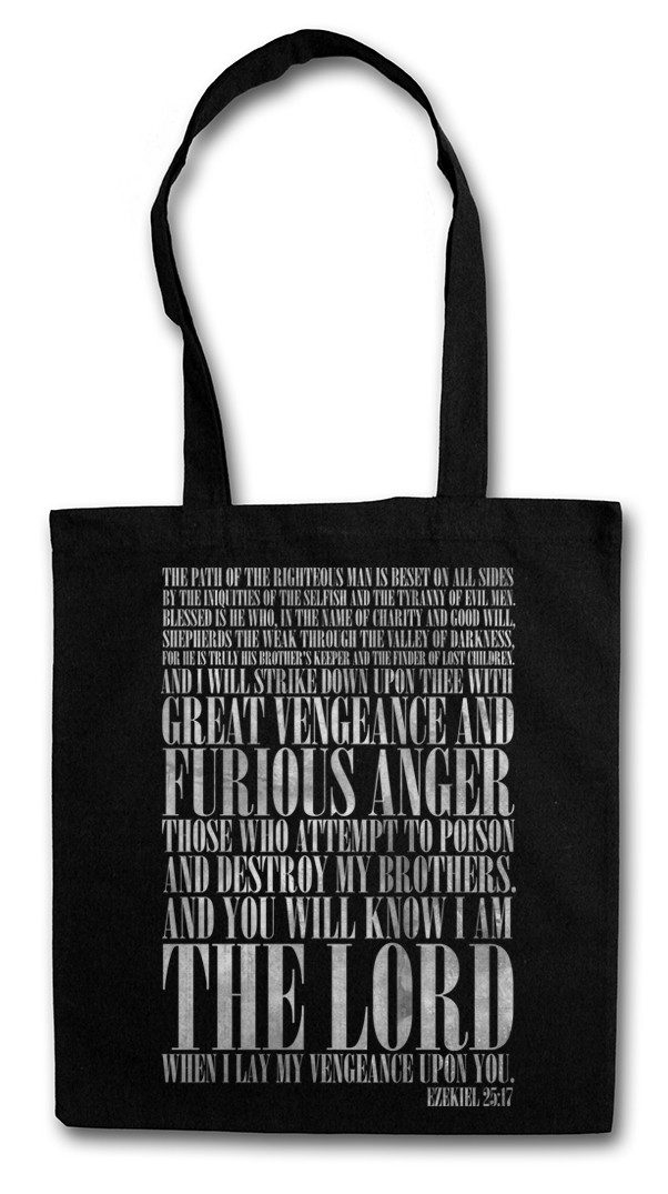 Urban Backwoods Beuteltasche Ezekiel 25:17 Stofftasche Pulp Vega Movie Kult Fiction Film Gangster (1-tlg), Movie Vincent Tarantino Quote