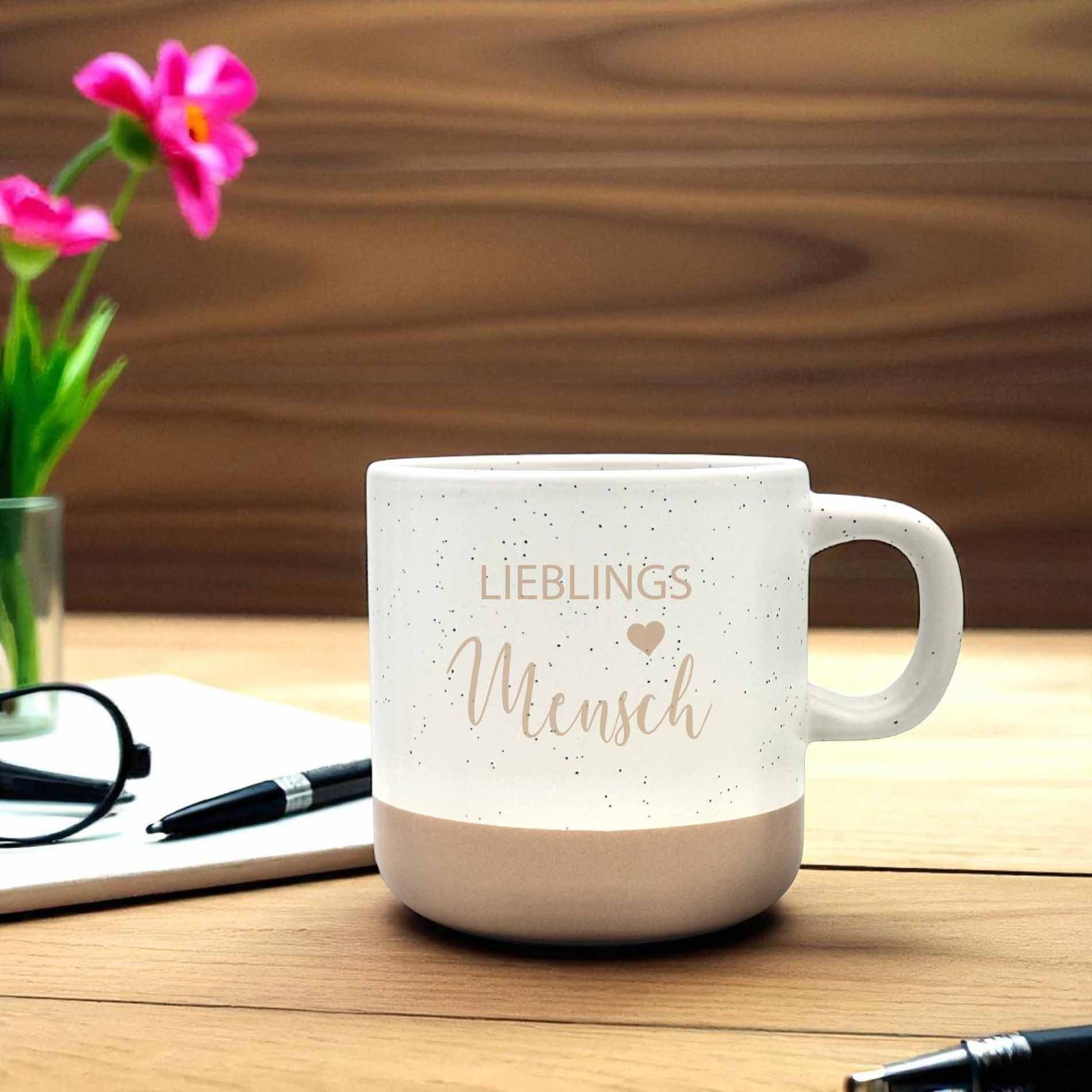 Camolo Tasse Kaffeetasse Steingut Lieblingsmensch, Keramik – Bild 3 von 5