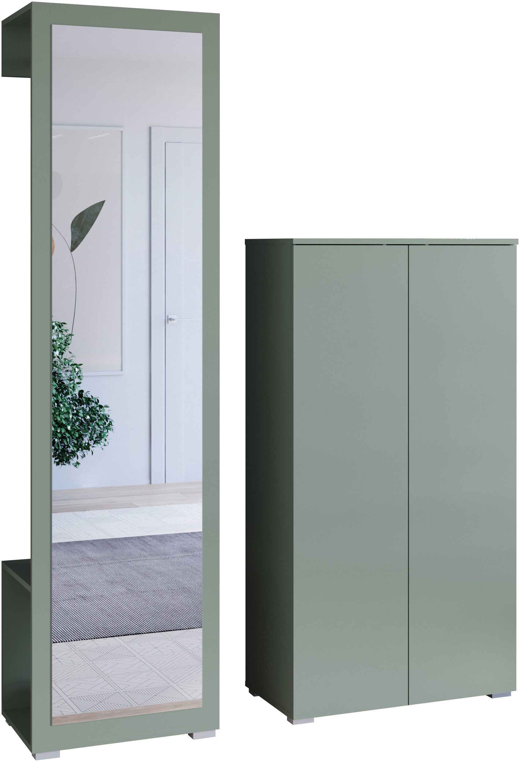 OTTO home Garderoben-Set PARIS/ TOKYO, (Komplett-Set, 2-St), Garderoben-Set Breite 130cm, moderne grifflose Flurmöbel Kleiderstange