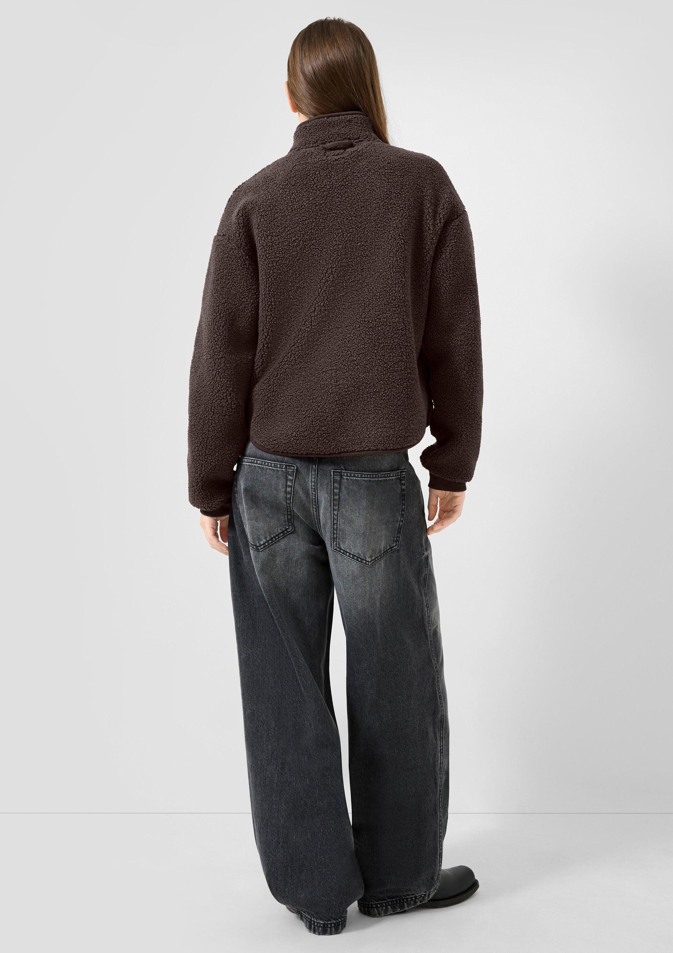 QS Funktionsjacke Sweatshirt Teddyjacke mit aufgesetzten Taschen – Bild 3 von 5