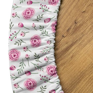 Abakuhaus Tischdecke Rundum-elastische Stofftischdecke, Romantisch Blumen-Blüten und Knospen