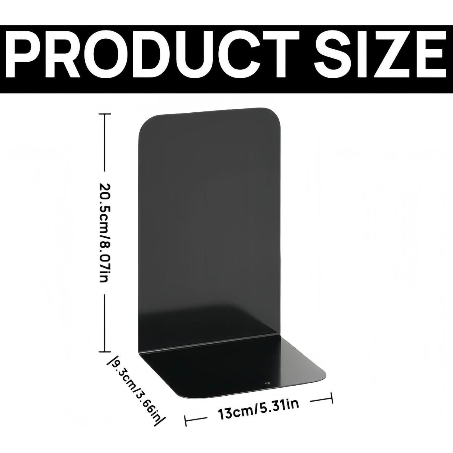 LuxusKollektion Buchstütze Metall-Buchstützen Schwarz 20cm Rutschfeste Gummiauflagen