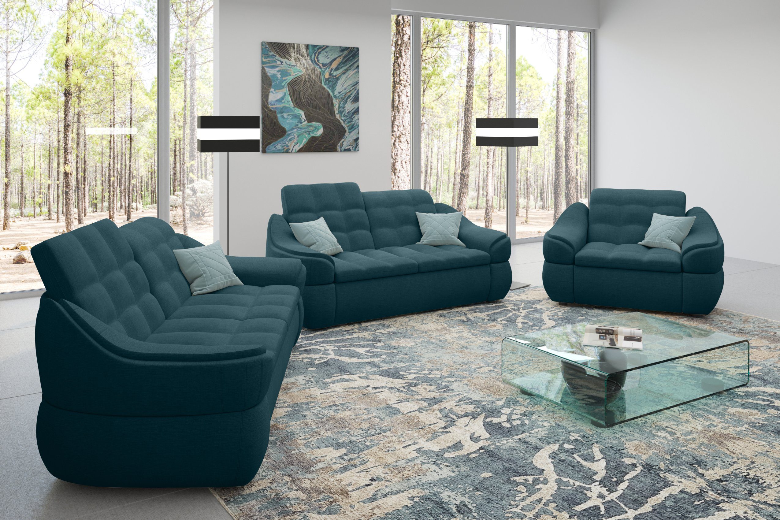 Stylefy Polstergarnitur Alisa, (Set (3-tlg), Sofa Sofa, made Sessel, Modern bestehend und in Design, Europa 2,5-Sitzer 2-Sitzer aus