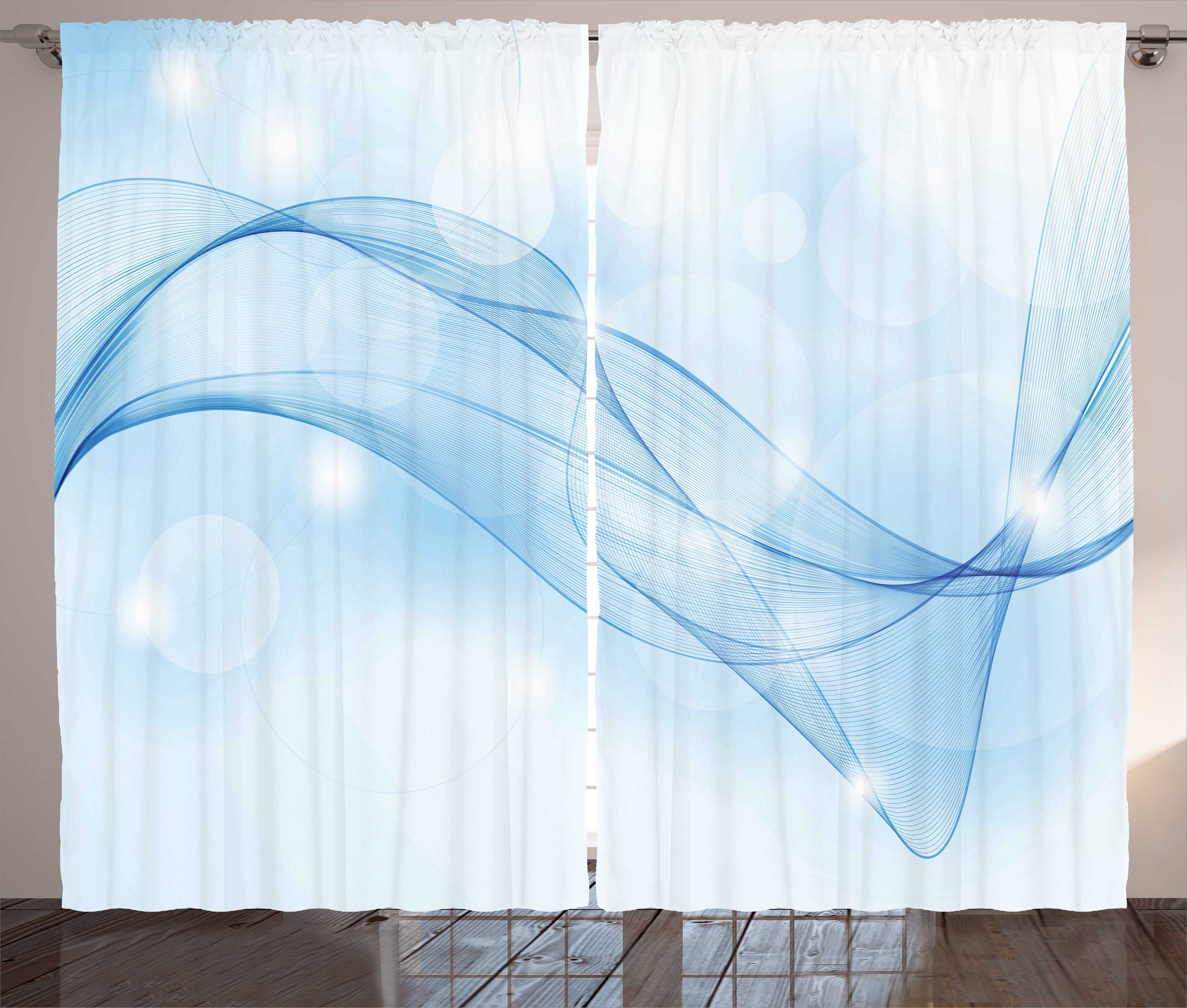 Gardine Schlafzimmer Kräuselband Blau Abakuhaus, Schlaufen wirbeln Linien mit und Bewegungsunschärfe Haken, Vorhang