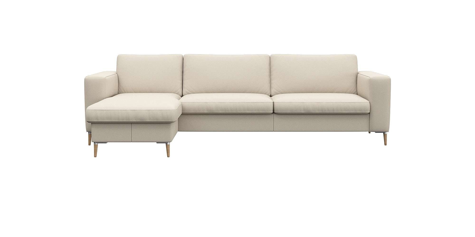 FLEXLUX Ecksofa Fiore, Sitzaufbau mit hochwertigem Kaltschaum für mehr Sitzkomfort, breite Armlehnen, L-Form, Füße Alu+ Eiche