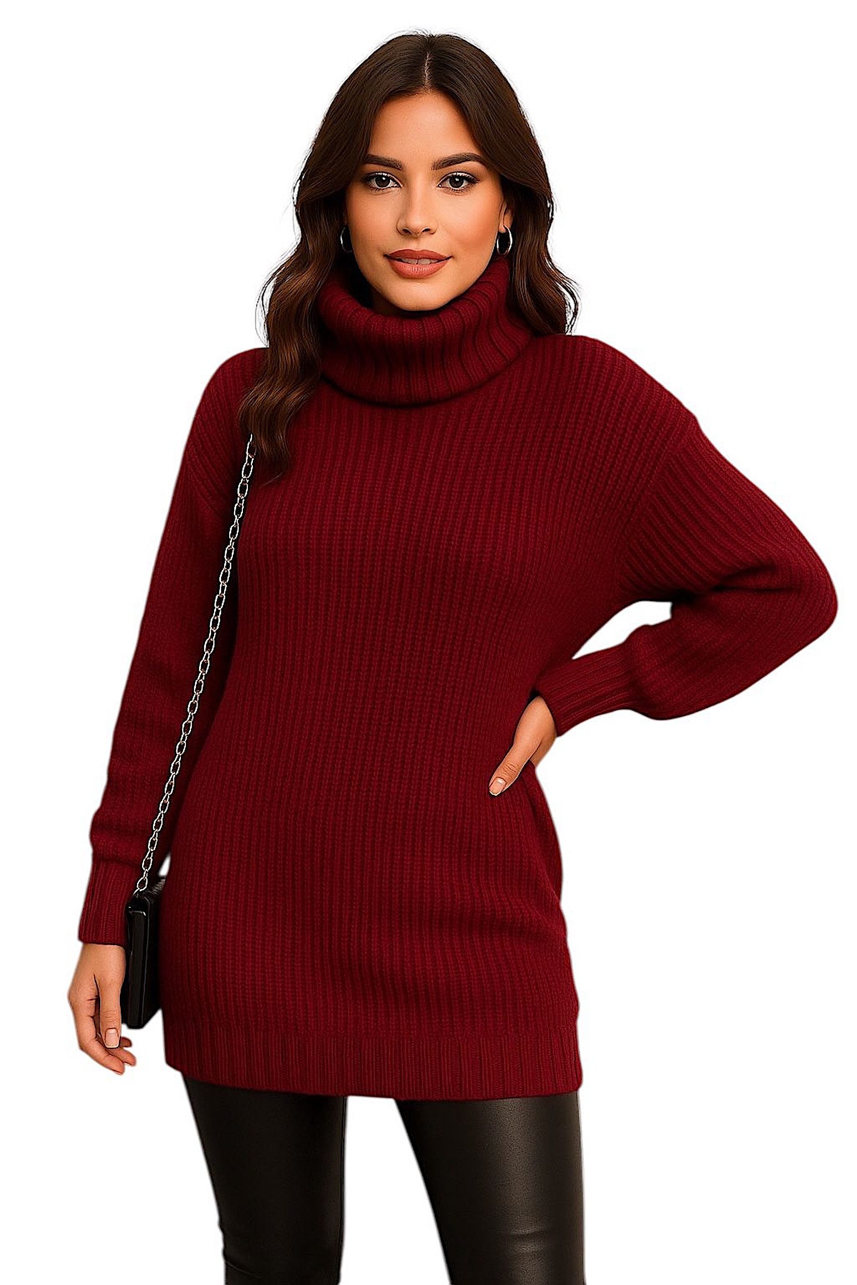 Worldclassca Rollkragenpullover WORLDCLASSCA Damen Rollkragen Pullover Lang Oversize Winter Fashion Neue Kollektion - Stilvolle und gemütliche Strickmode für Damen