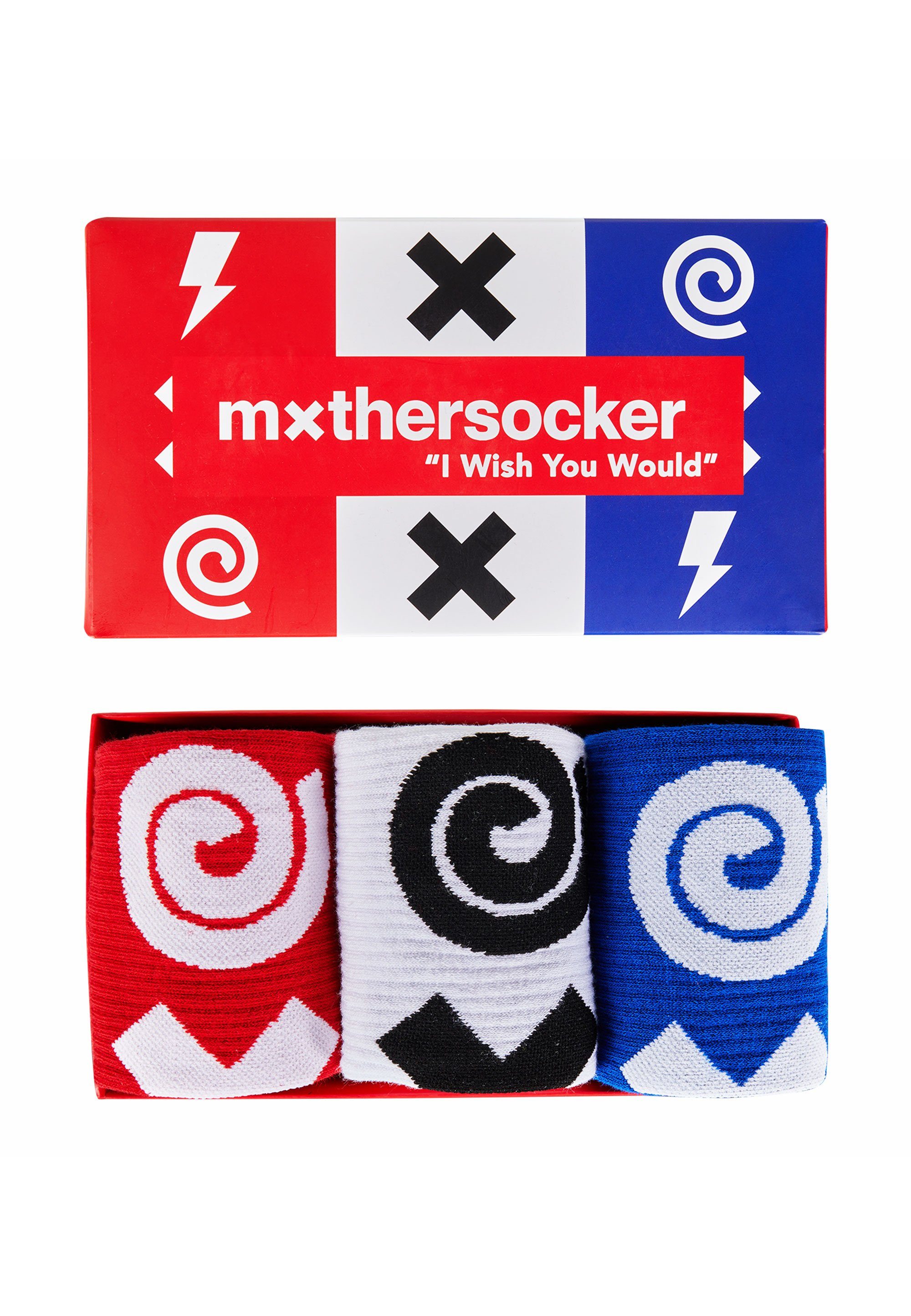 mehrfarbig mit Mxthersocker BEEPS - (3-Paar) BIG Schriftzug ESSENTIAL rot, trendigem Socken