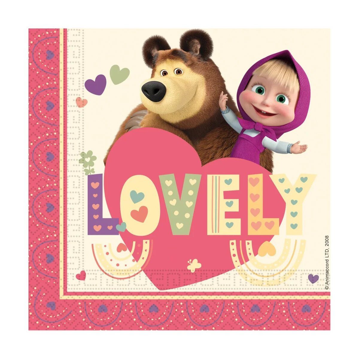 Wisam Papierserviette Mascha und der Bär Sweet Heart Serviette 20 Stk. 33x33 cm