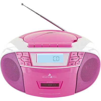 Schwaiger 661668 tragbarer CD-Player (Boombox, Pink, Radio, MP3, USB Anschluss, Batterie, Netzbetrieben)