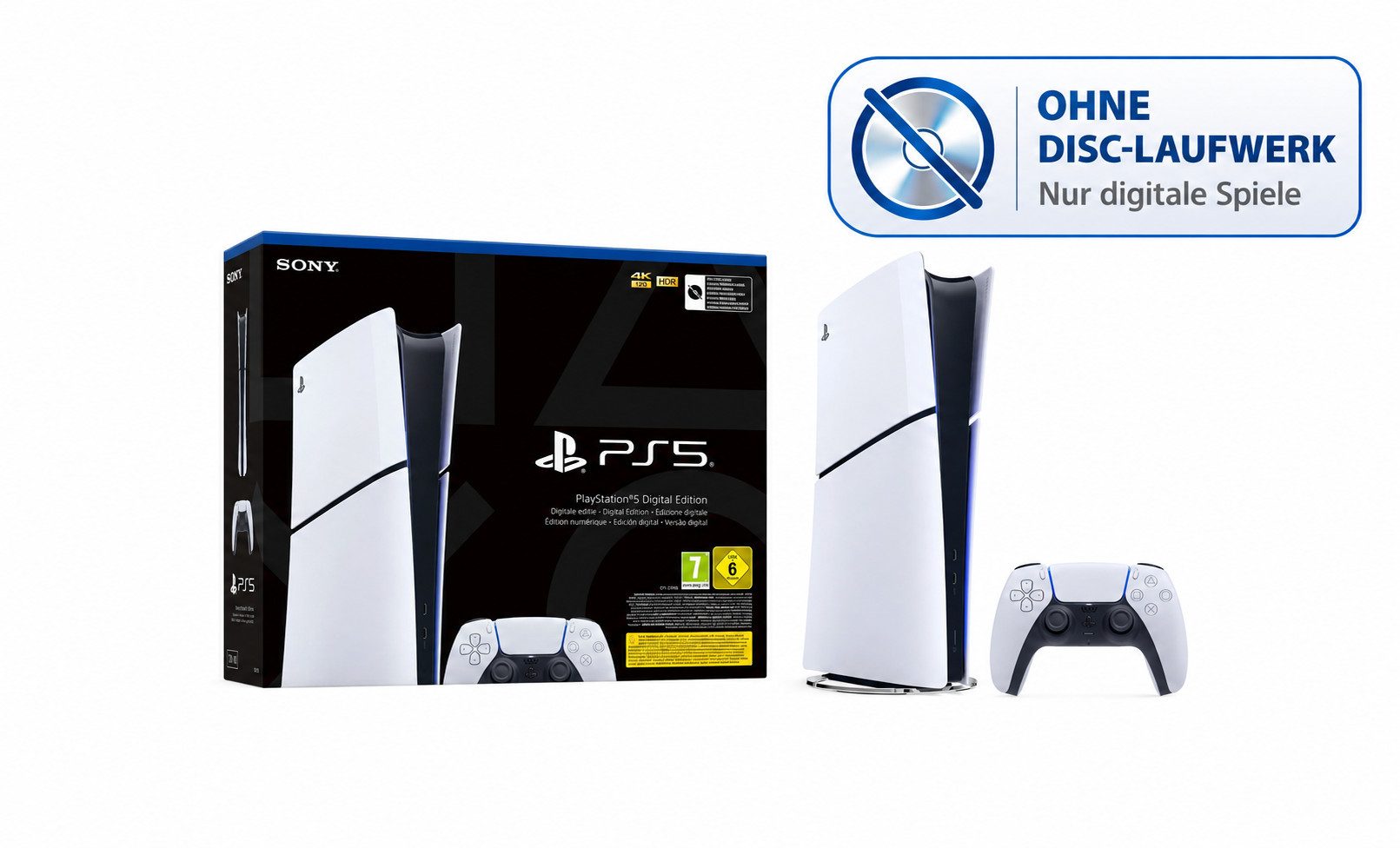 Playstation Sony PS5 Slim Digital Edition PlayStation 5 Spielekonsole, Kompaktes Konsolendesign für eine komfortable digitale Games-Sammlung
