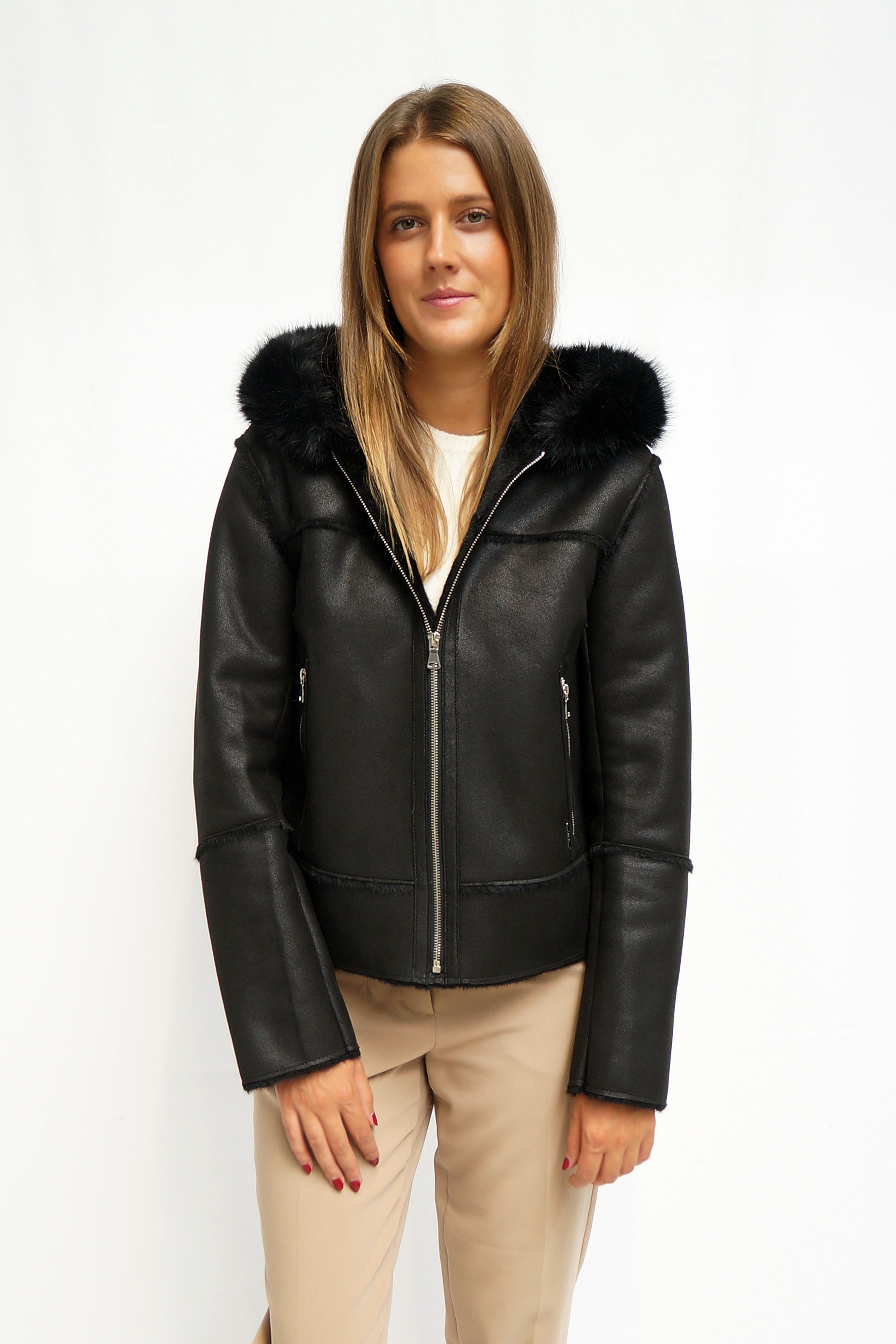 FUNK since 1776 Lederimitatjacke Kurzjacke aus Lederimitat mit Kapuze und K günstig online kaufen