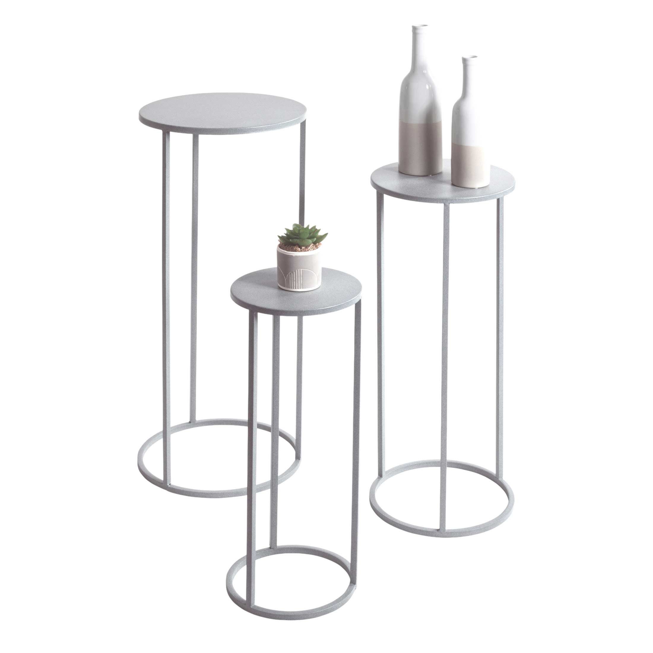 HAKU Blumentisch (3-St), Blumensäule grau matt pulverbeschichtet bis 30x70cm