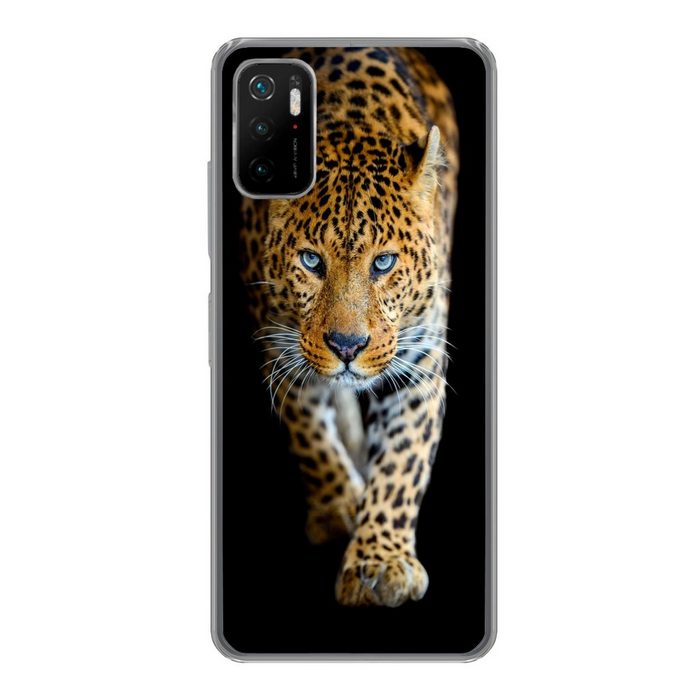 MuchoWow Handyhülle Leopard - Tiere - Porträt - Wildtiere - Schwarz Phone Case Handyhülle Xiaomi Poco M3 Pro 5G Silikon Schutzhülle