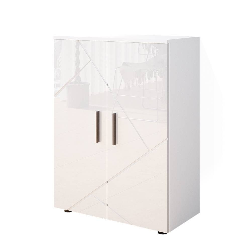 Vicco Midischrank Irma, Weiß Hochglanz/Weiß, 60 x 81 cm