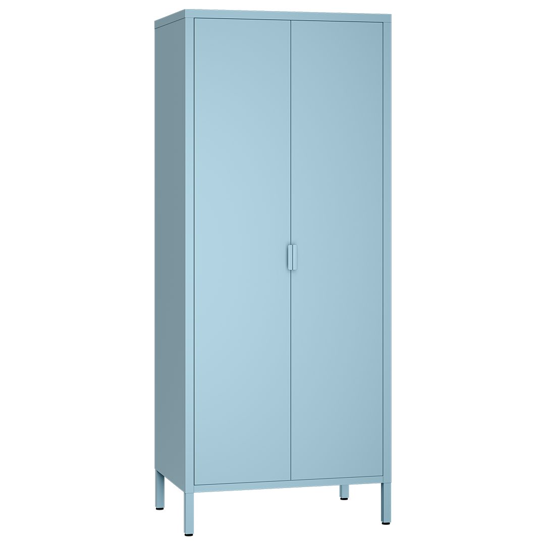 skølm Kleiderschrank Ituri aus Metall (Blau) Metallschrank mit 6 Fächern & 2 Kleiderstangen, 170x80x45 cm