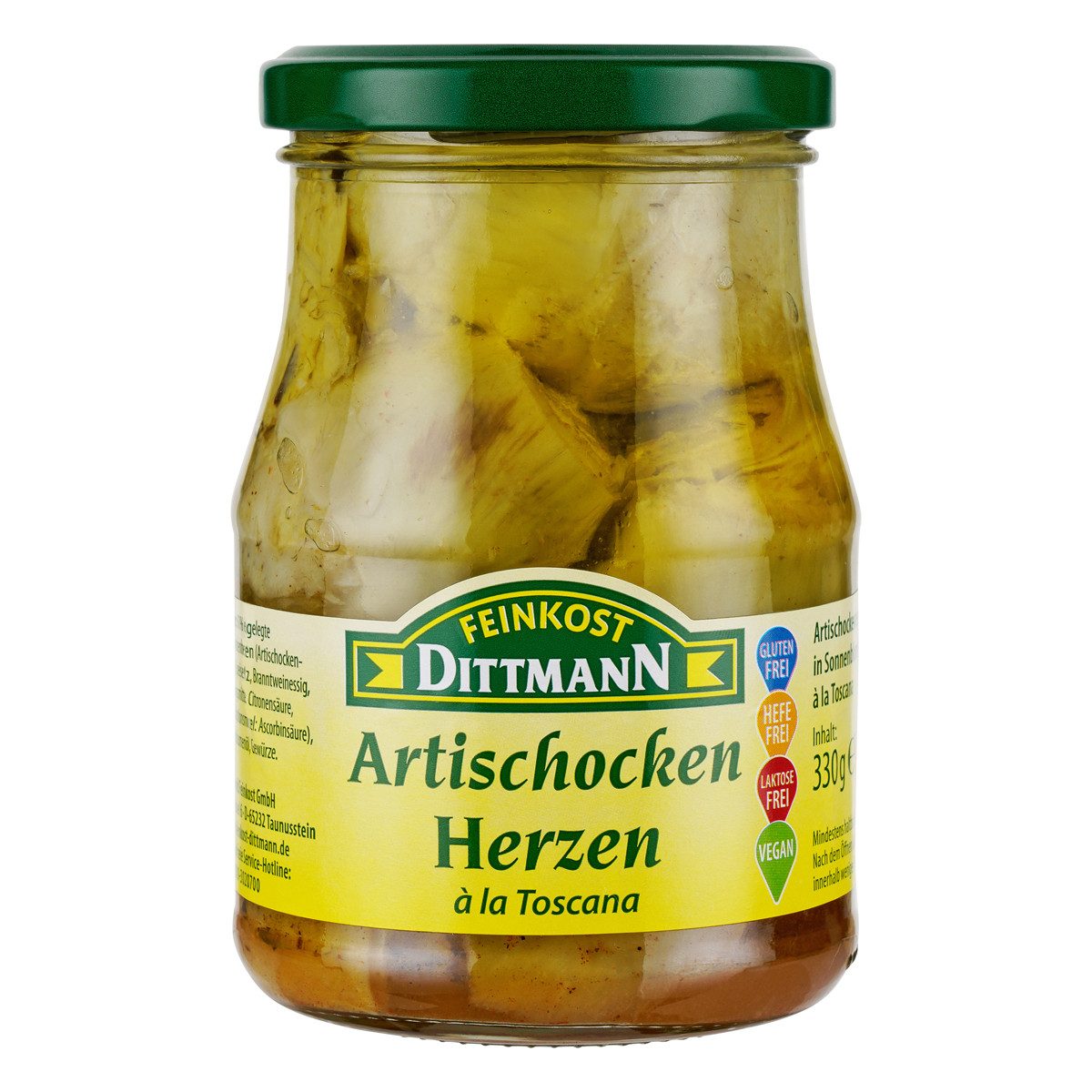 Feinkost Dittmann Gemüsekonserve, Dittmann Artischockenherzen eingelegte kulinarische Delikatesse 370g