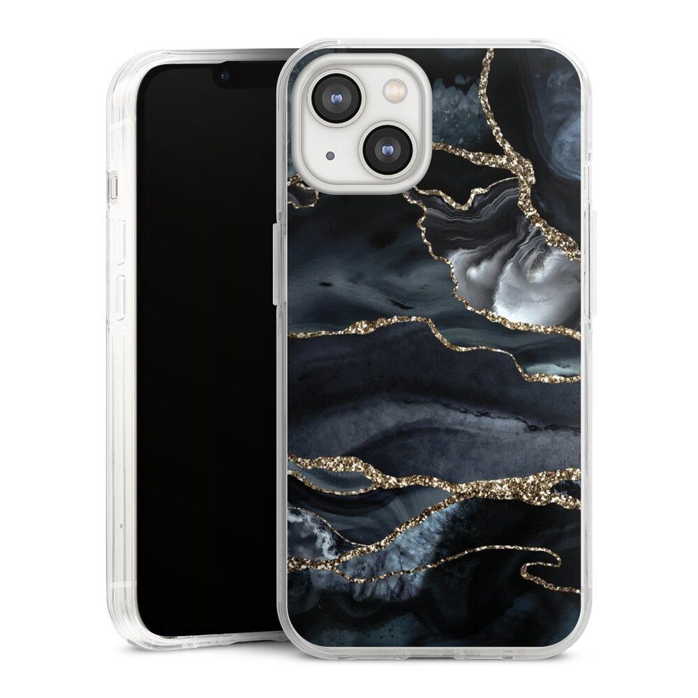 DeinDesign Handyhülle Glitzer Look Marmor Trends Dark marble gold Glitter look, Apple iPhone 14 Hülle Bumper Case Handy Schutzhülle Smartphone Cover