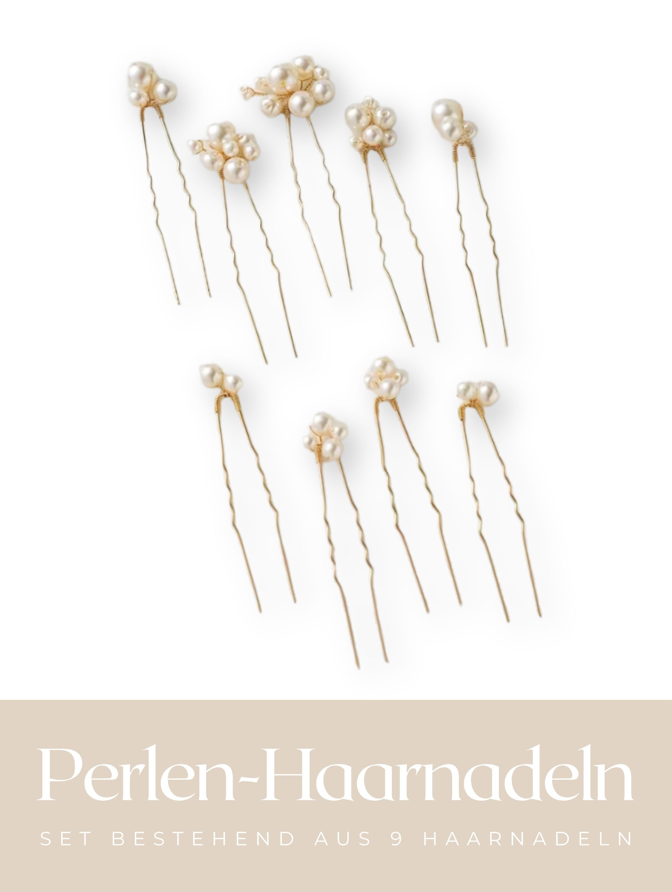 ANNIS WIESBADEN EST. 2021 Haarnadeln Perlen-Haarnadel Set, 9 Perlen-Haarnadeln, Brautschmuck Haarschmuck, Set, Set beinhaltet 9 feine Perlen-Haarnadeln