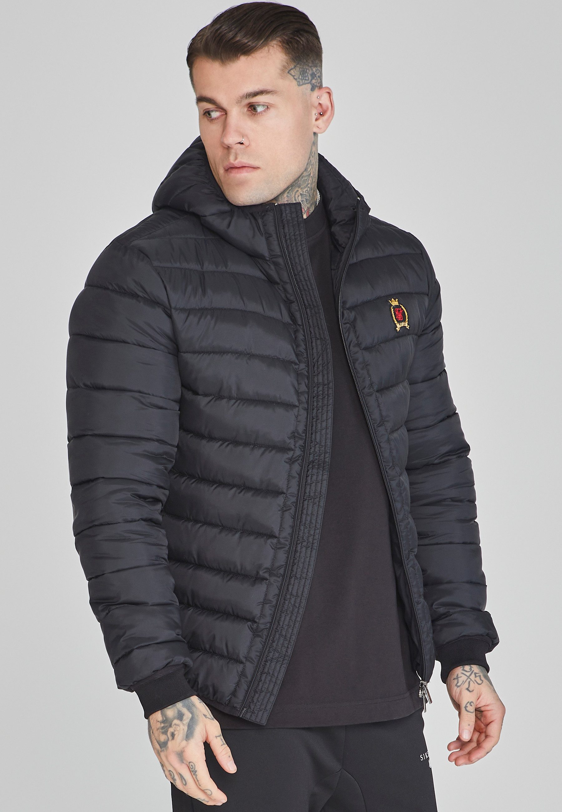 Siksilk Outdoorjacke SikSilk Herren Schwarze Bubble Jacke günstig online kaufen