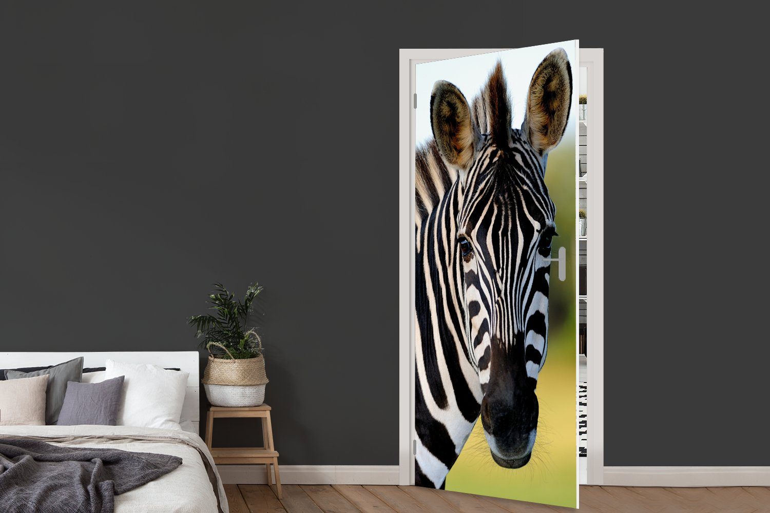 (1 75x205 Matt, MuchoWow Türtapete Fototapete Tür, St), cm Nahaufnahme für Zebra, bedruckt, Türaufkleber,