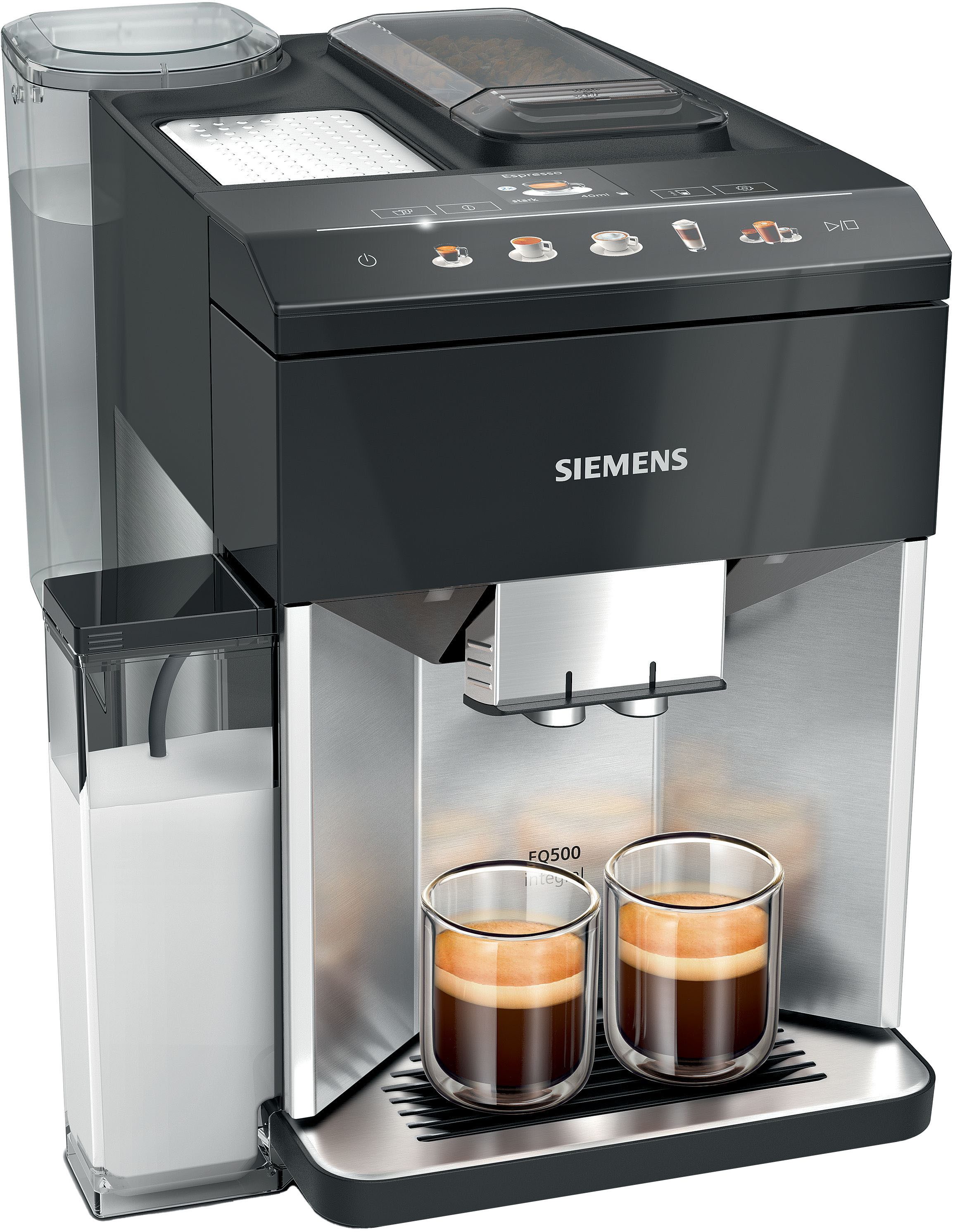 Kaffeevollautomat EQ500 integral TQ517D03, intuitives Farbdisplay, Doppeltassenfunktion