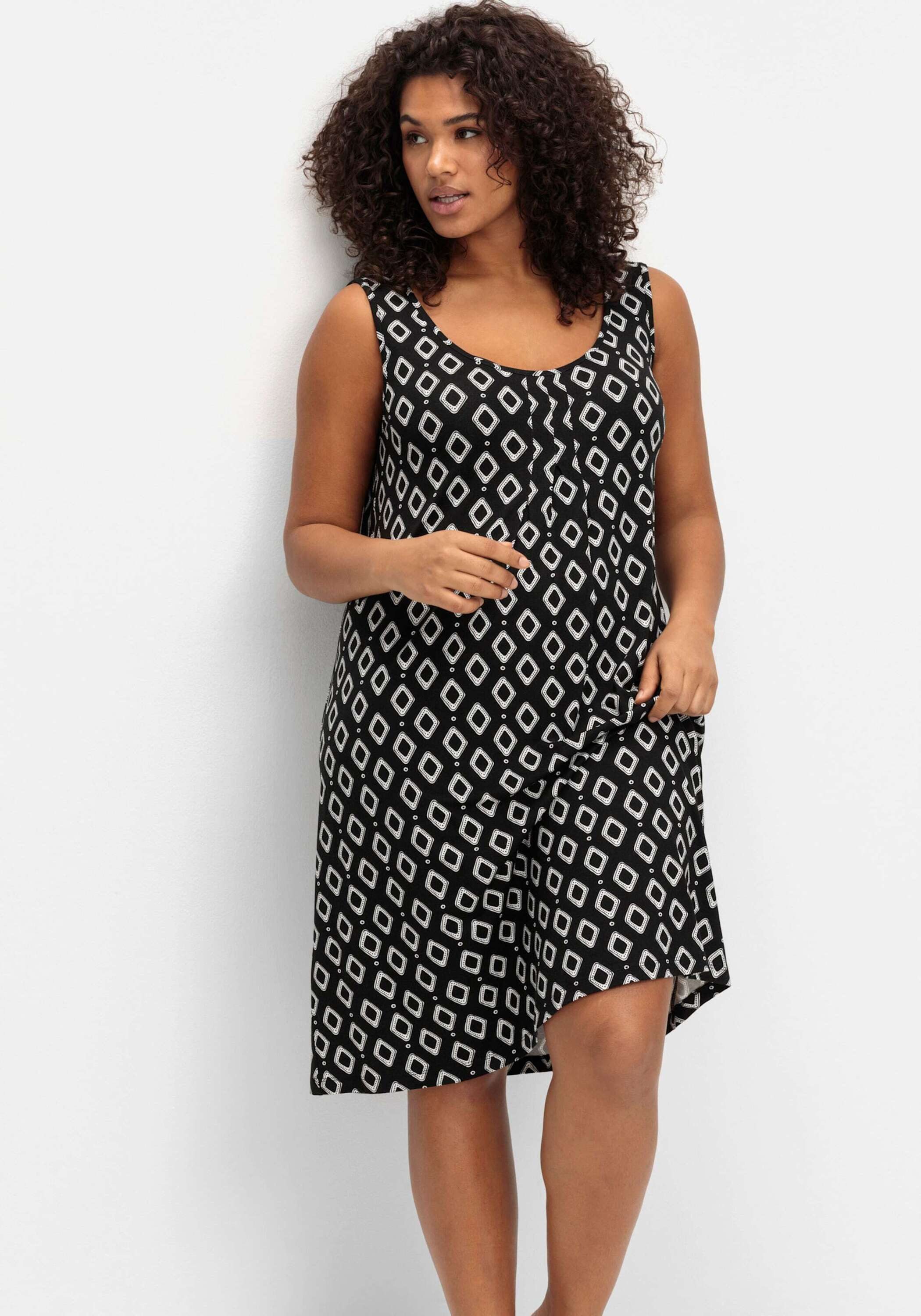 Sheego Etuikleid Strandkleid Ärmellos mit Kellerfalte vorn günstig online kaufen