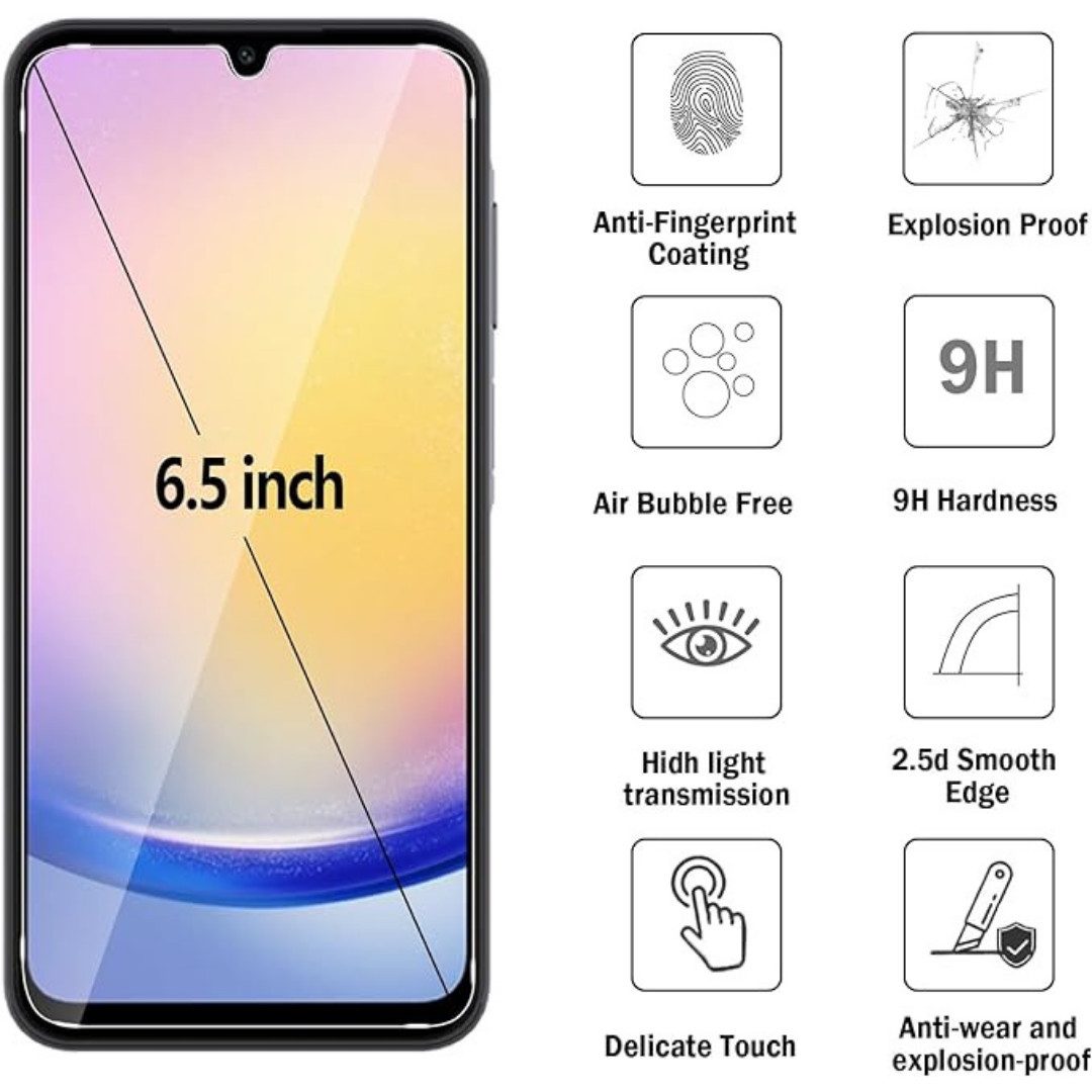 SmartUP Displayschutzglas 2X Schutzglas für Samsung Galaxy A25 5G Panzerfolie Display Full 9H für Für Samsung Galaxy A25 5G, kompletter Displayschutz – Bild 2 von 5