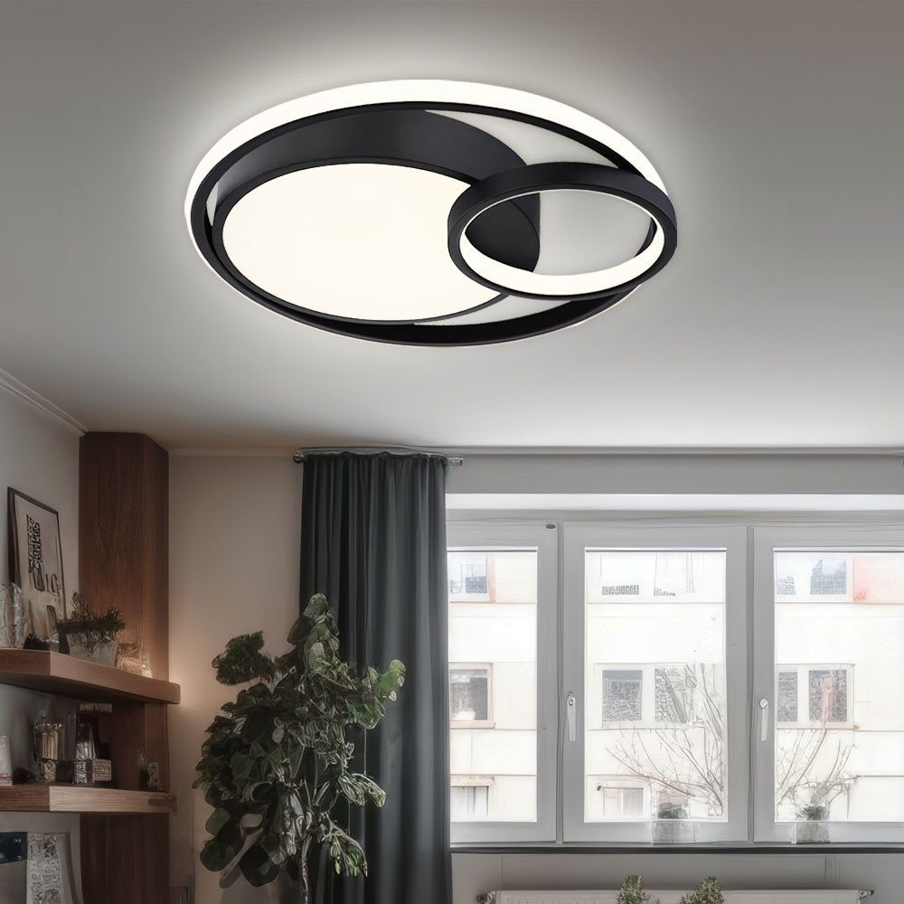 Modern etc-shop LED fest Wohnzimmerlampe Design verbaut, Warmweiß, 40cm D Deckenlampe Ring LED-Leuchtmittel Deckenleuchte, LED