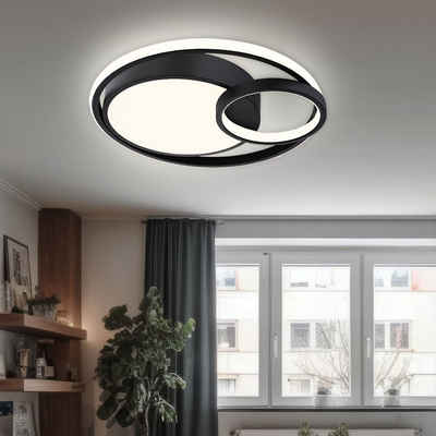 etc-shop LED Deckenleuchte, LED-Leuchtmittel fest verbaut, Warmweiß, LED Deckenlampe Ring Design Wohnzimmerlampe Modern D 40cm