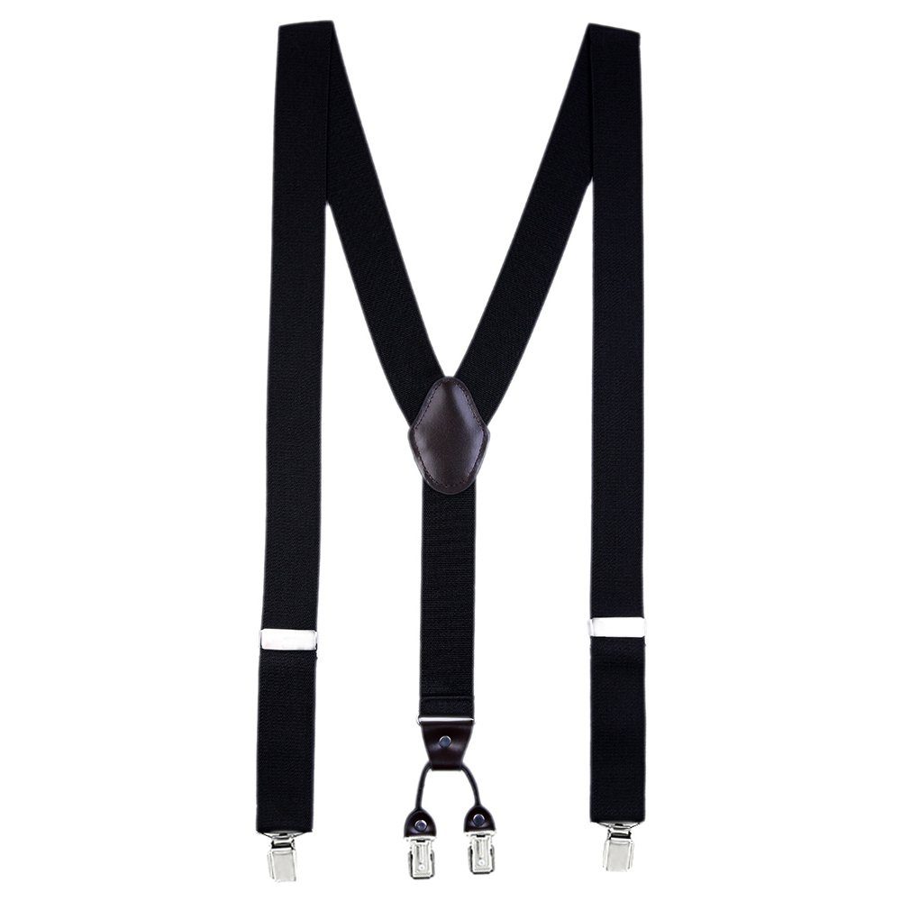 DonDon Hosenträger für Herren 3,5 cm breit 4 Clips mit braunem Leder längen günstig online kaufen