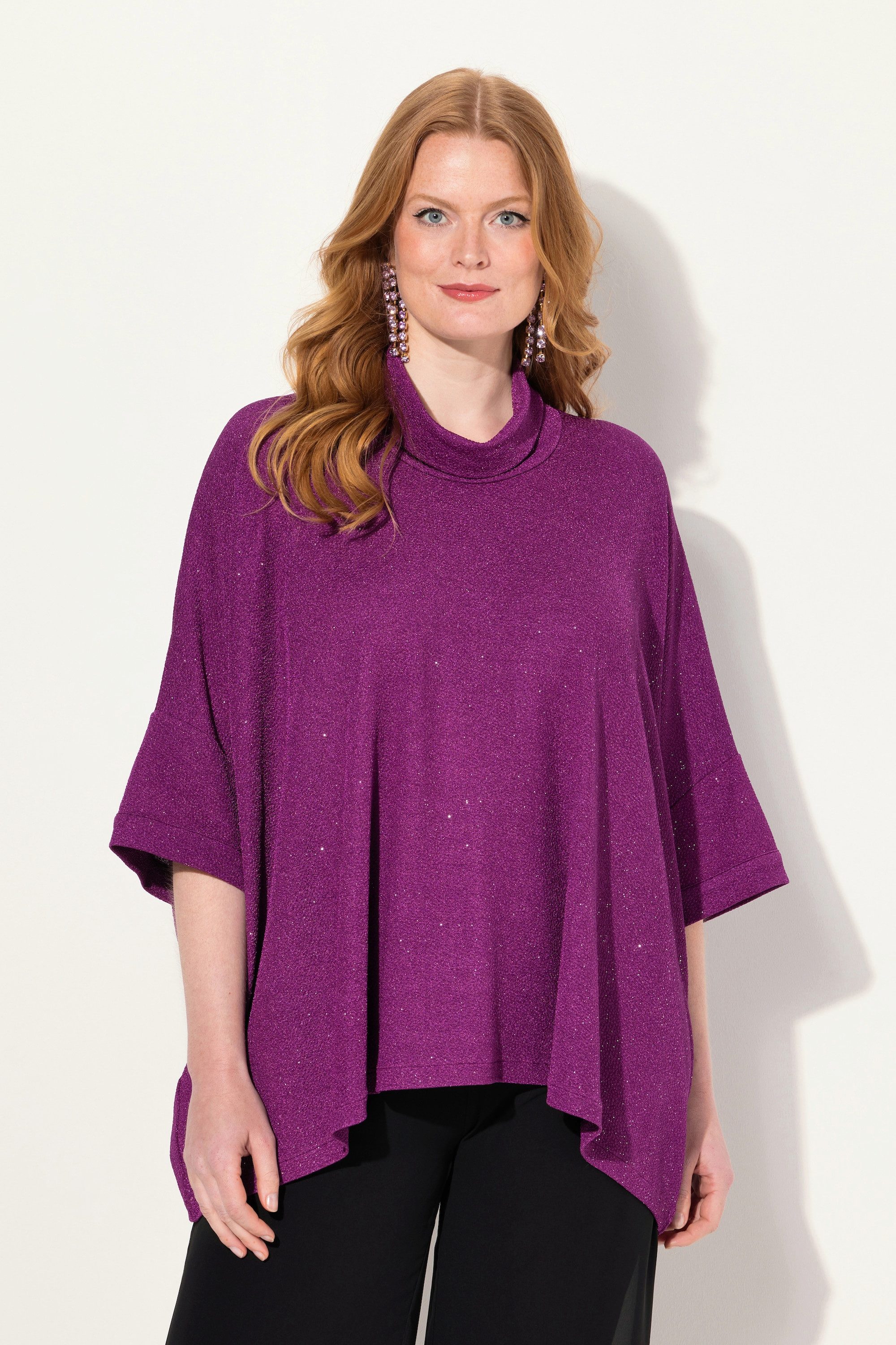Ulla Popken T-Shirt Shirt oversized Glitzer-Effekt günstig online kaufen