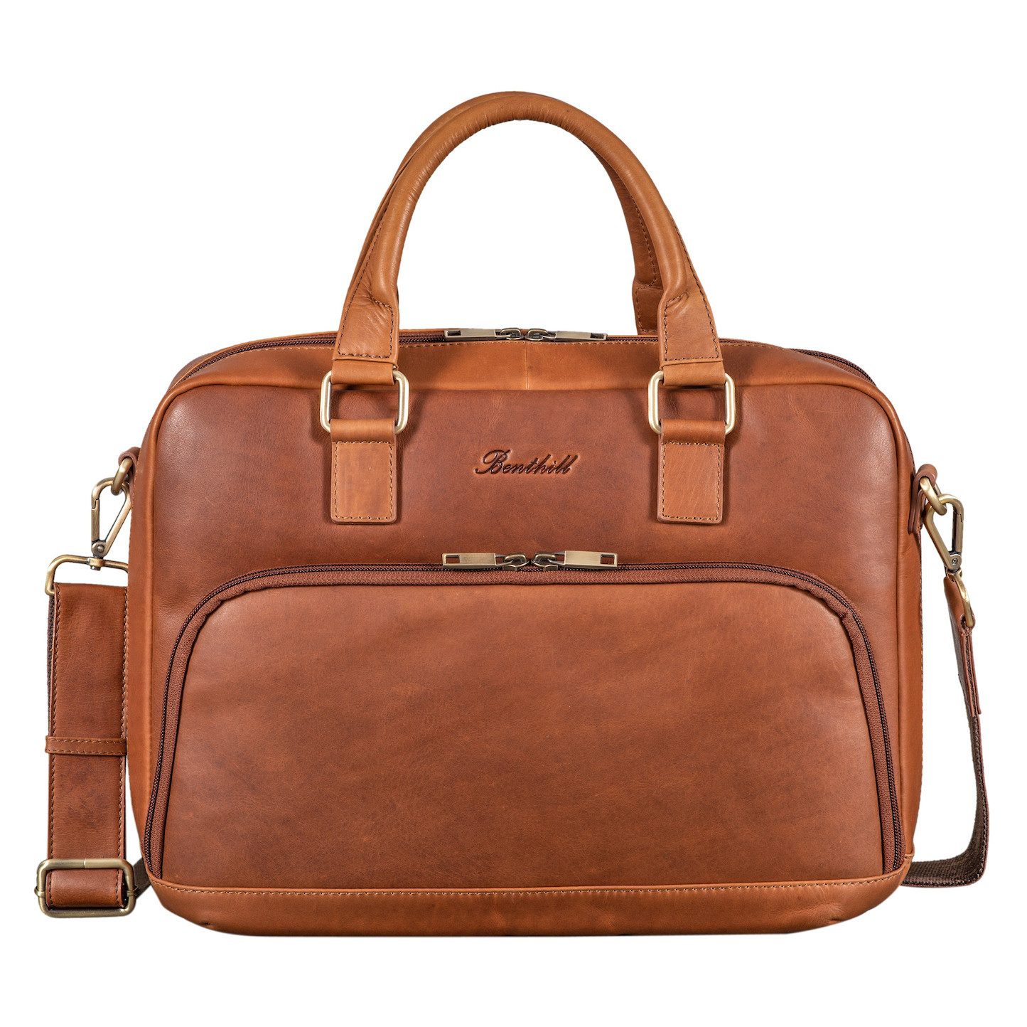 Benthill Aktentasche Echt Leder Laptoptasche Notebooktasche Aktentasche Vintage Groß Herren, Schultergurt / Umhängegurt Reißverschlussfach