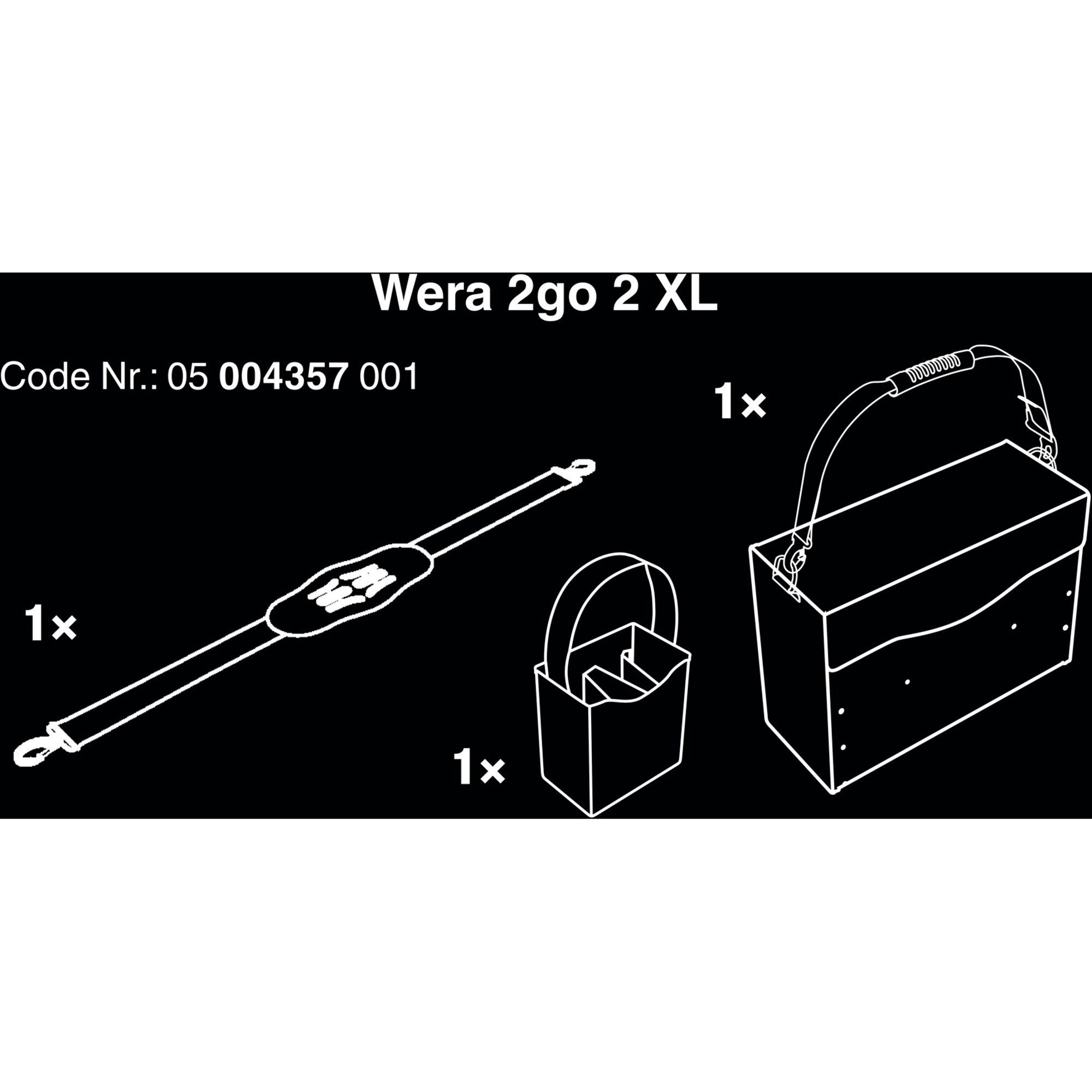 2go (mit XL, Wera 2 Werkzeugbox Tragegurt) Werkzeugkiste, Wera