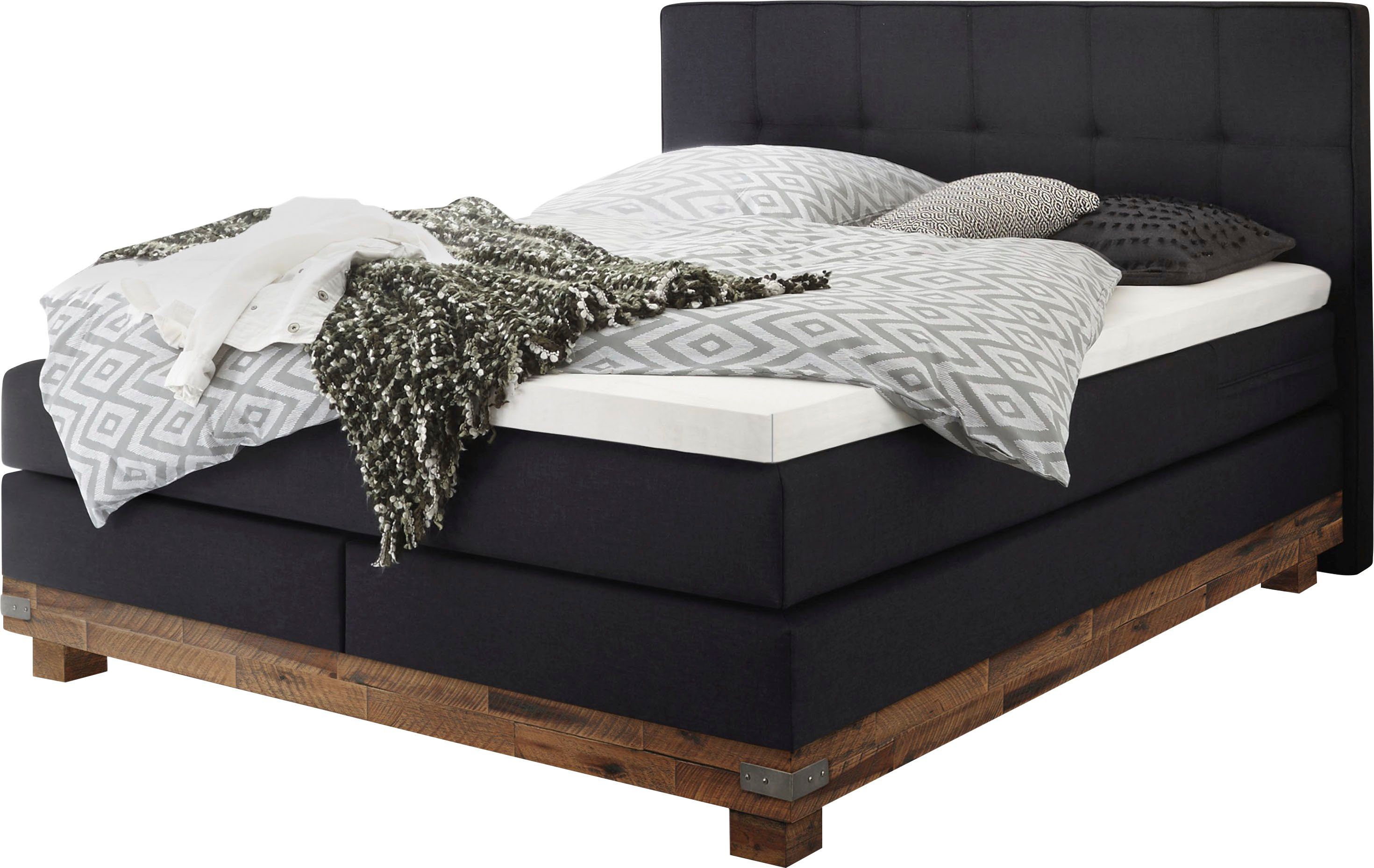 HASENA Boxspringbett Boston, Massivholz-Sockel, Punktsteppung im günstig online kaufen