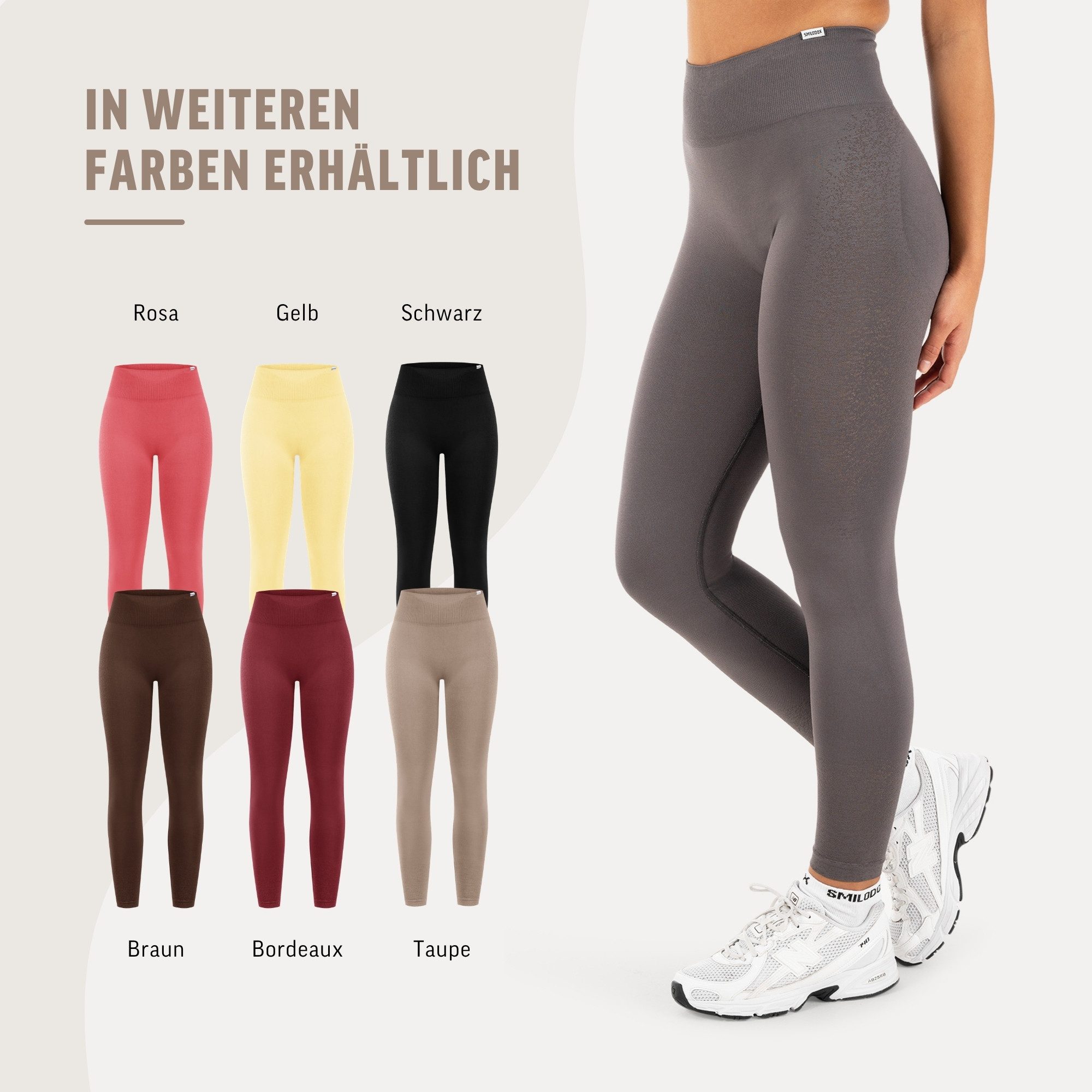 Smilodox Leggings Timea Sporthose Damen, Scrunch, Shaped Fit, High Waist, Gym Scrunch Naht, Rippstruktur, Shaped Fit, hoher Bund, Stretch – Bild 4 von 5