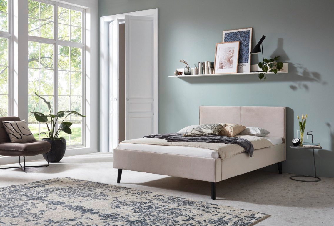 meise.möbel Polsterbett Polsterbett Leira, beige glatt, 140 x 200 cm, Bett