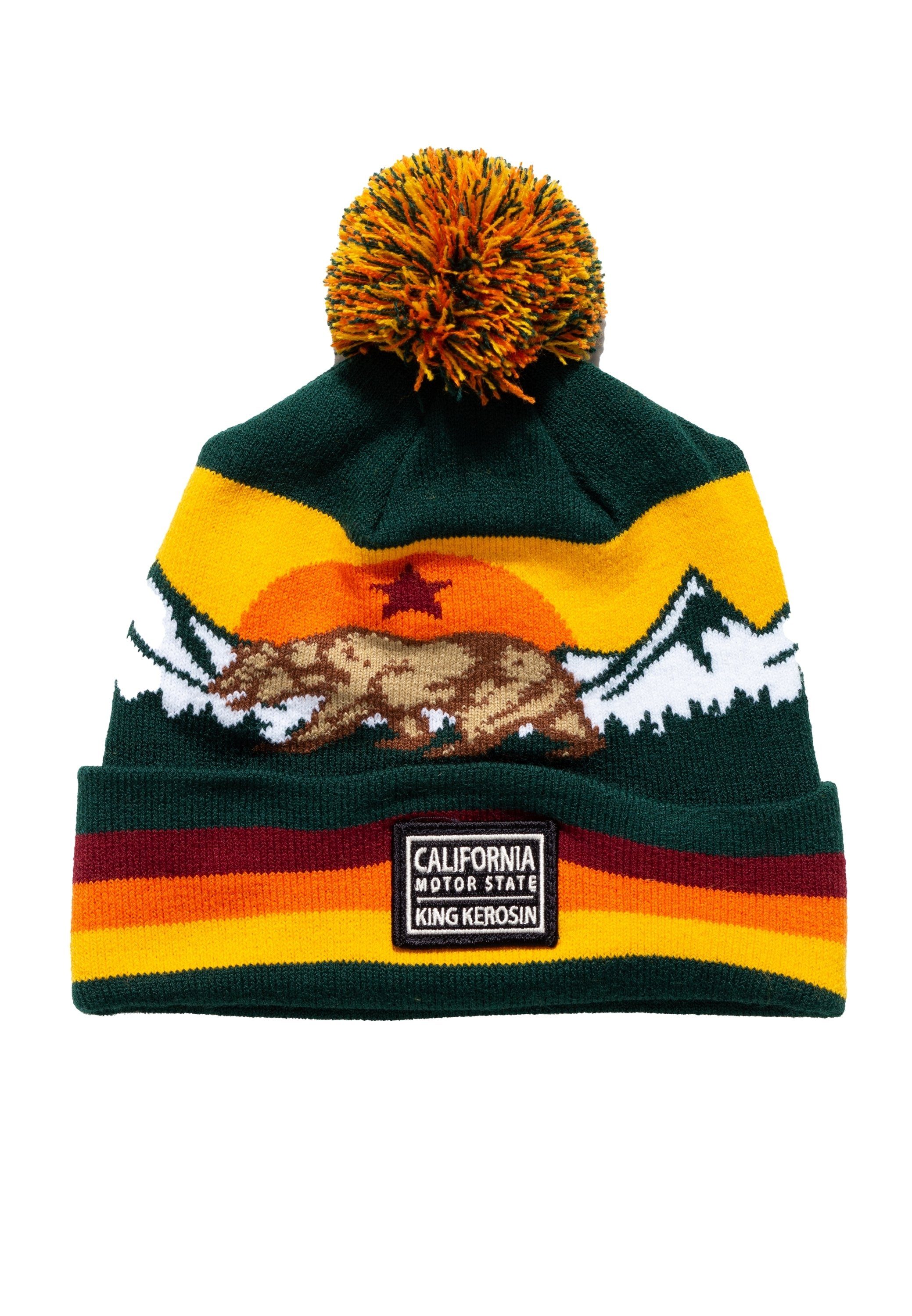 KingKerosin Strickmütze California Motor State mit Bommel