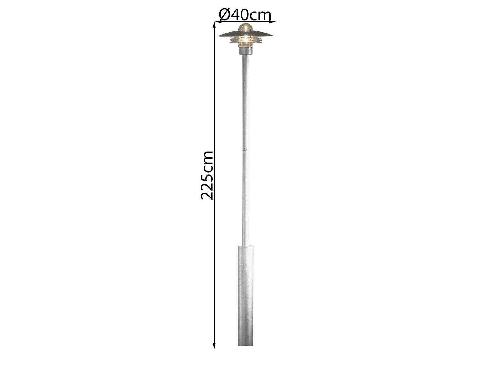 KONSTSMIDE LED Pollerleuchte, LED wechselbar, warmweiß, Mastleuchte, Straßen-laterne rostfrei, Garten-wegbeleuchtung, H: 225cm