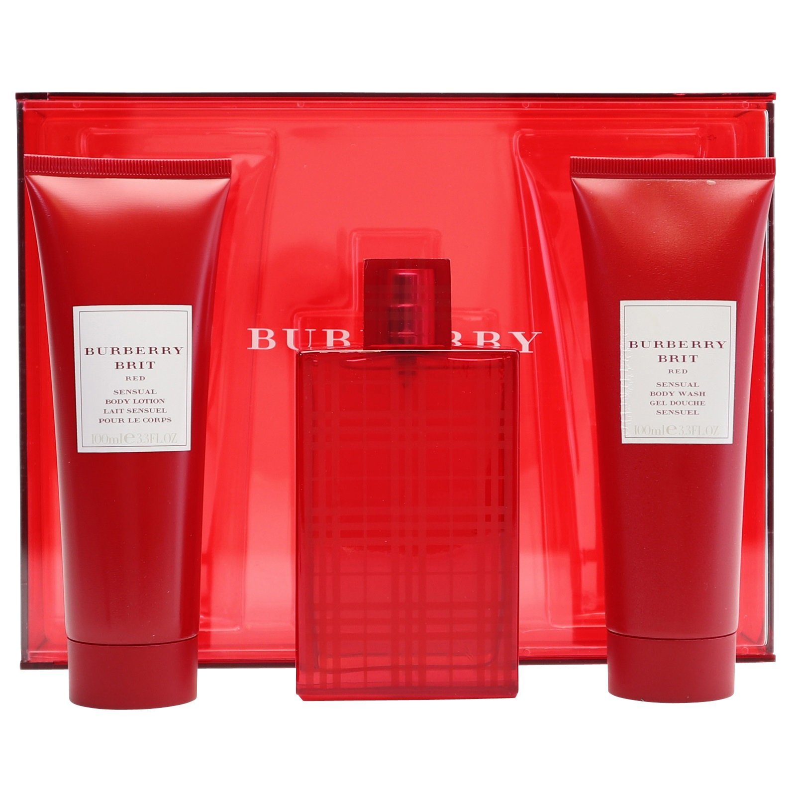 BURBERRY Duft-Set Burberry Brit Red EDP Parfum Spray + Body Wash + Body  Lotion je 100 ml | Duft-Sets