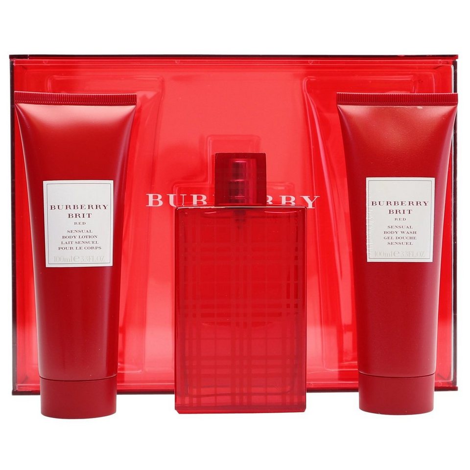 BURBERRY Duft-Set Burberry Brit Red EDP Parfum Spray + Body Wash + Body  Lotion je 100 ml