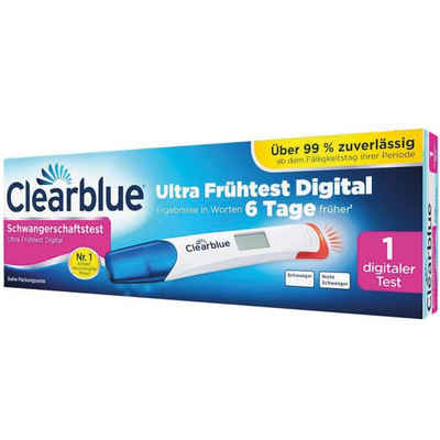 Clearblue Schwangerschafts-Teststreifen Ultra Frühtest 6 Tage früher Digital, 99% zuverlässig 1-St., Ultra Frühtest 6 Tage früher Digitales Ergebnis
