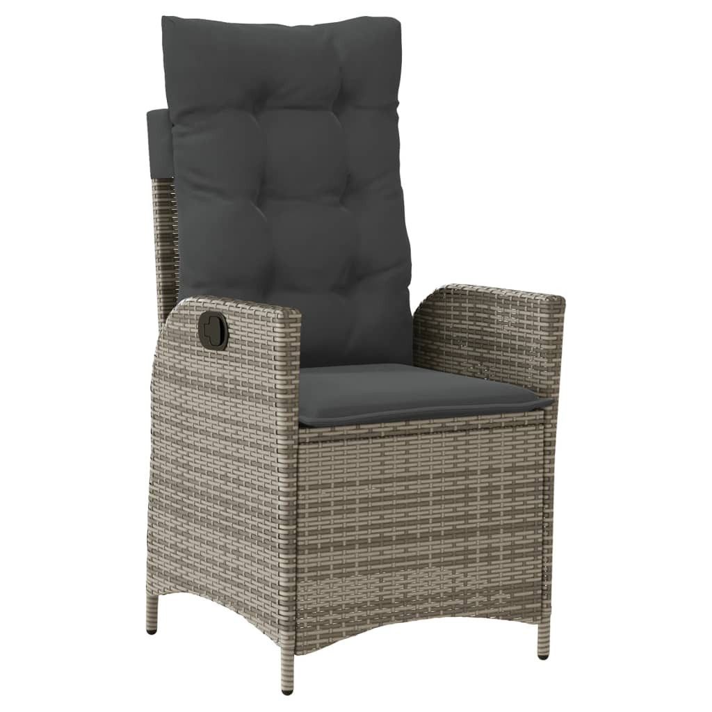 vidaXL Garten-Essgruppe 7-tlg. Garten-Essgruppe mit Kissen Grau Poly Rattan, (6-tlg)
