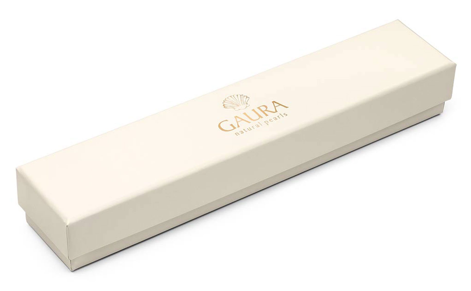 Gaura Pearls Perlenkette weiß, klassisch, 45 cm, echte Süßwasserzuchtperlen 8mm, 585 Weiß/Gelbgold