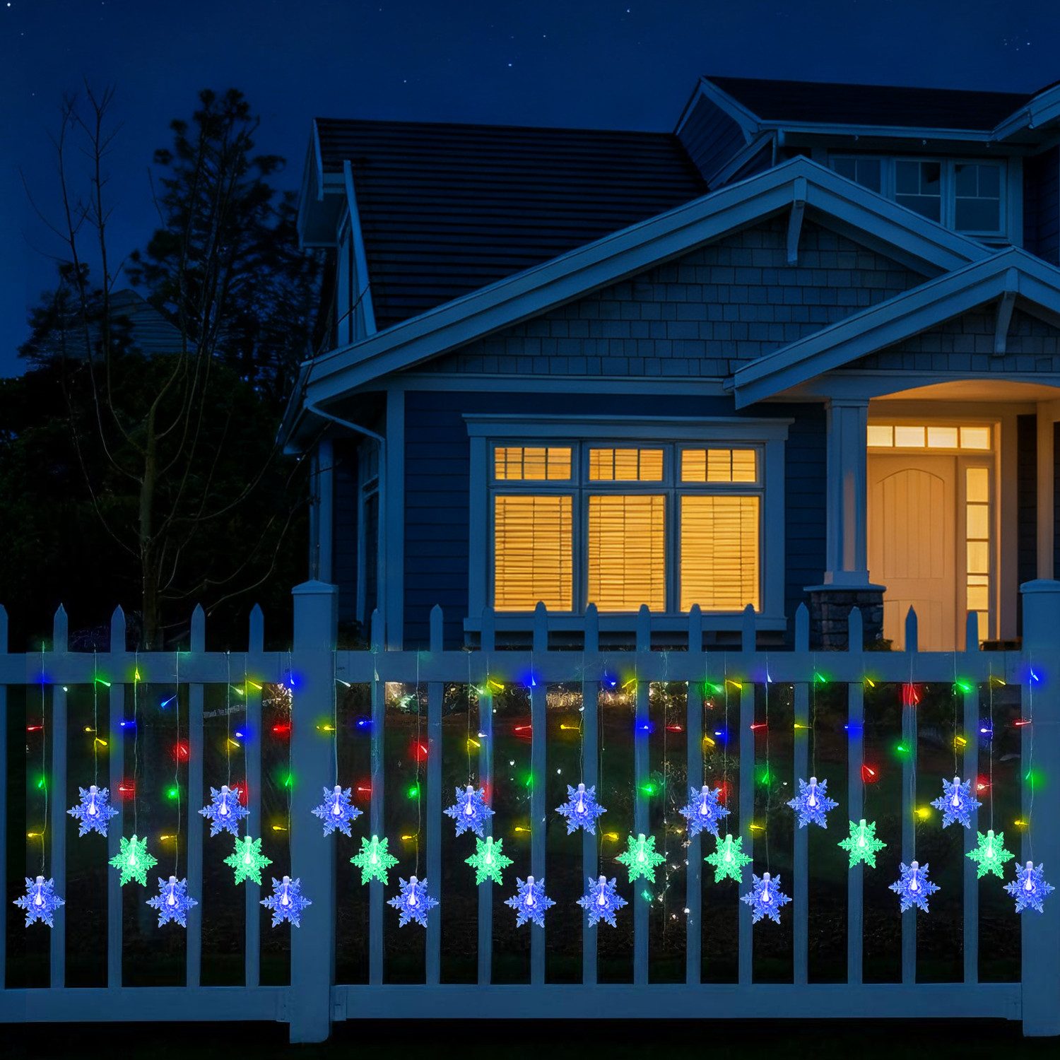 LED-Lichterkette LED Lichtvorhang Weihnachten Lichterkette,Schneeflocke